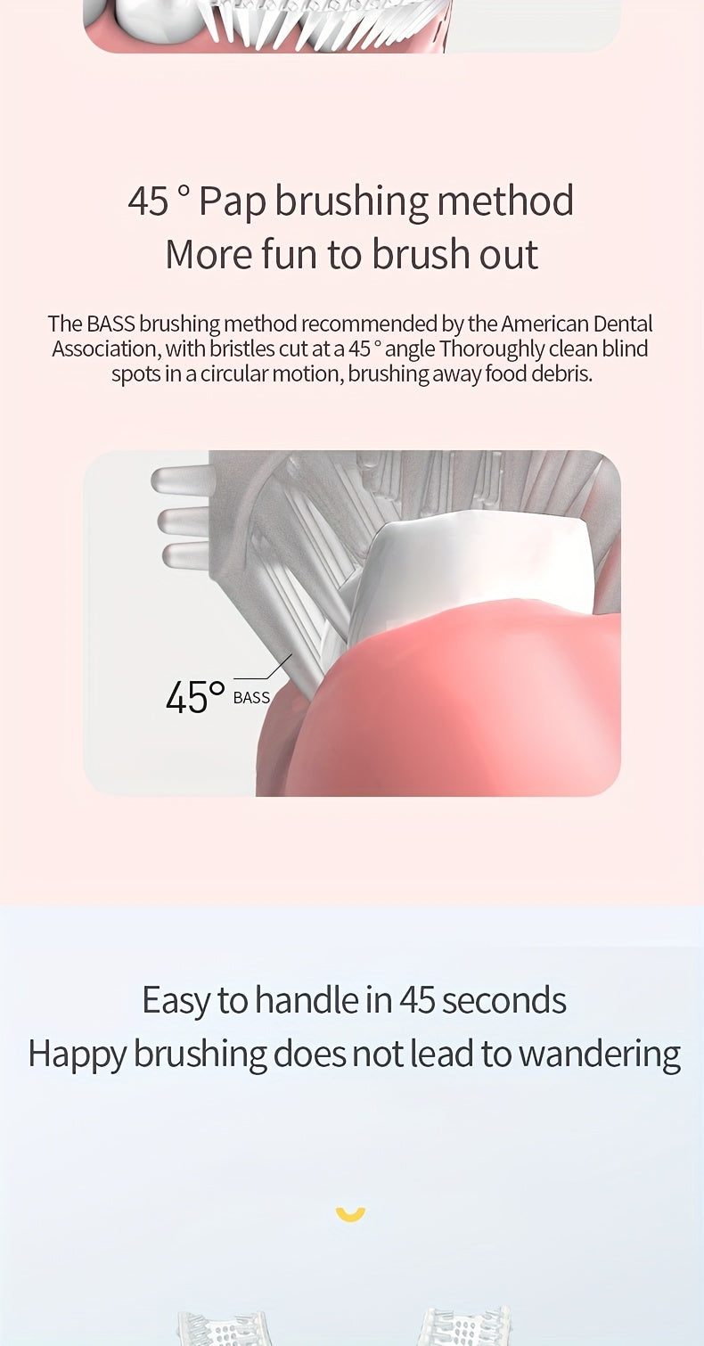 U-shaped Electric Toothbrush With 1pc Brush Head, Cartoon Shape, Rechargeable Toothbrush, 45s Timing, 6 Cleaning Modes, 360 Degree Cleaning