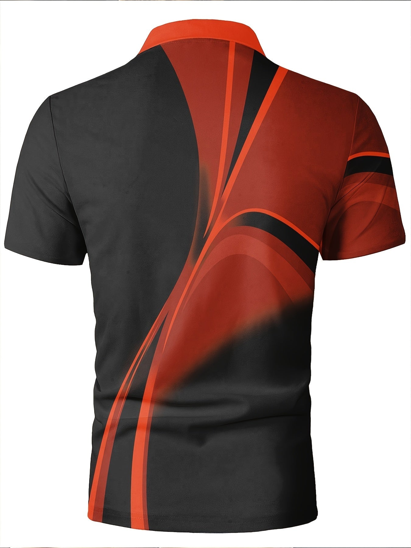 Men's Color Blocking Waving Stripes Print Golf Shirt For Summer, Casual Stylish Short Sleeve Top As Gift