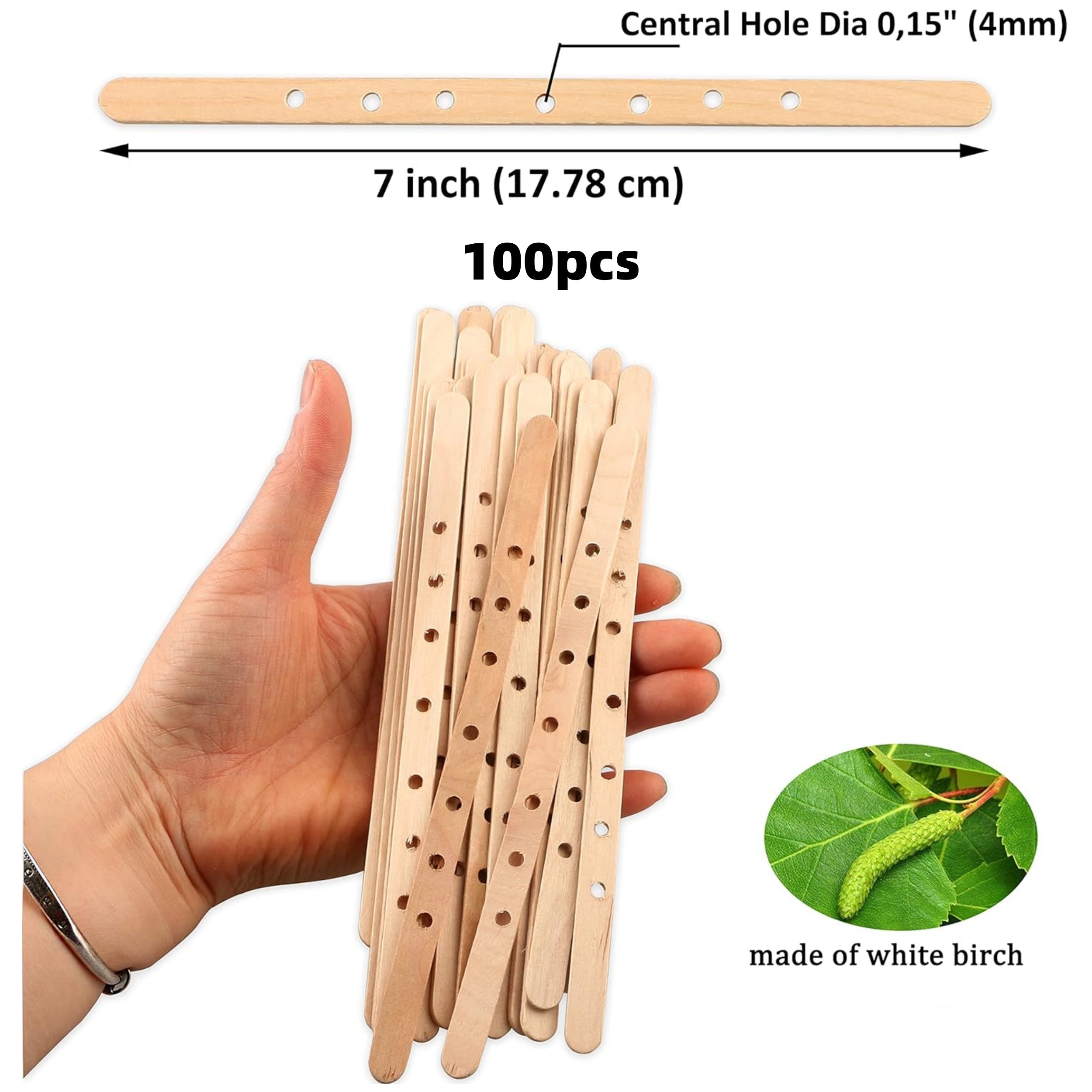 100pcs Wooden Candle Wick Holders - 7-Hole Design, Ideal for Large & Multi-Wick Candles, Durable Material, No Power Needed, Perfect for DIY Candle Making Projects, Suitable for Home Decor / Craft Enthusiasts