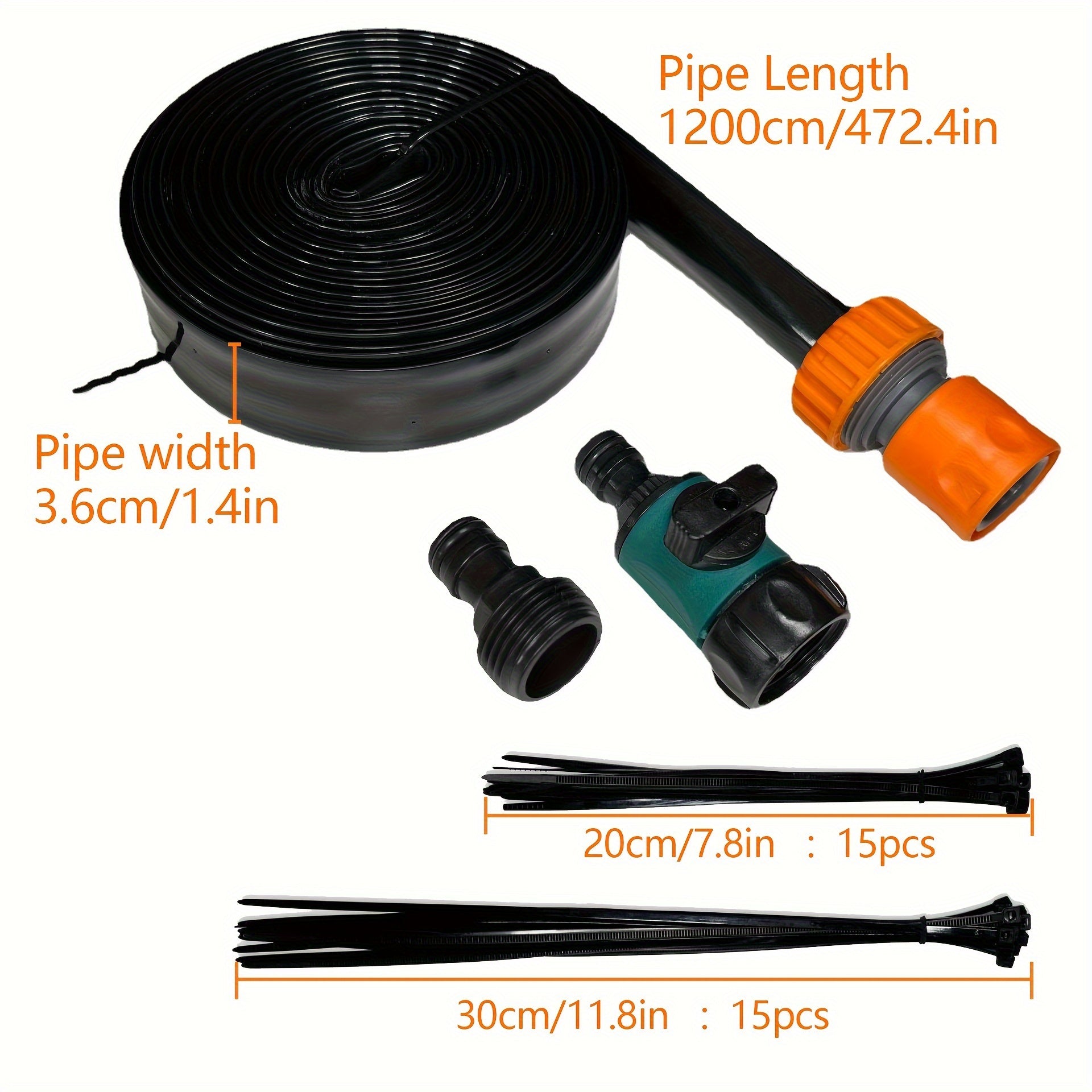 12 Meters Long Soft Water Hose with Sprinkler Spray Head - Automatic Trampoline Fun Outdoor Water Spray System with Adjustable Control Valve Switch for Efficient Flower Watering and Plant Care - Ideal for Lawn and Garden Irrigation