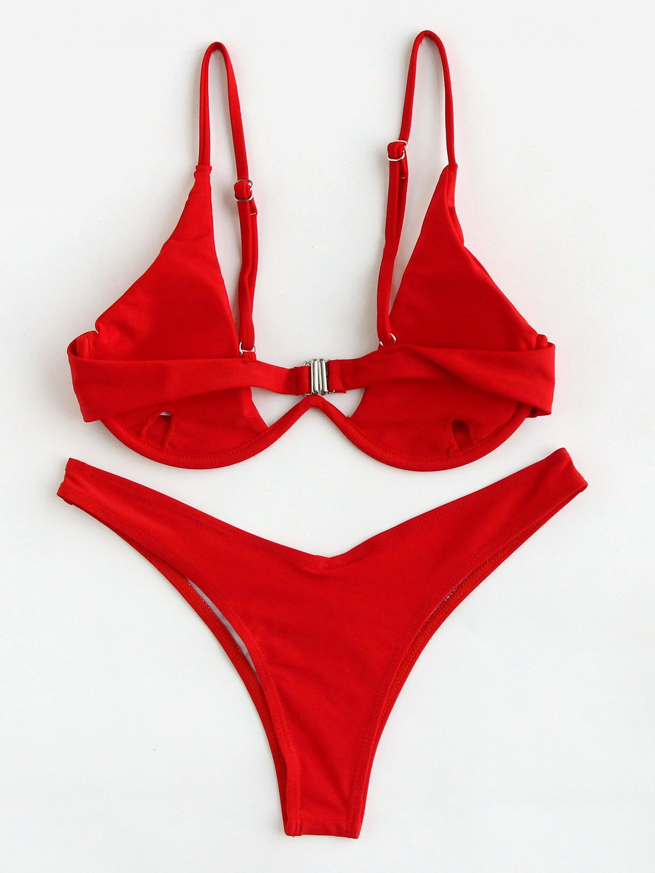 Swim Summer Beach Mono Bikini Set Underwired Bra & High Cut Bottom 2 Piece Bathing Suit