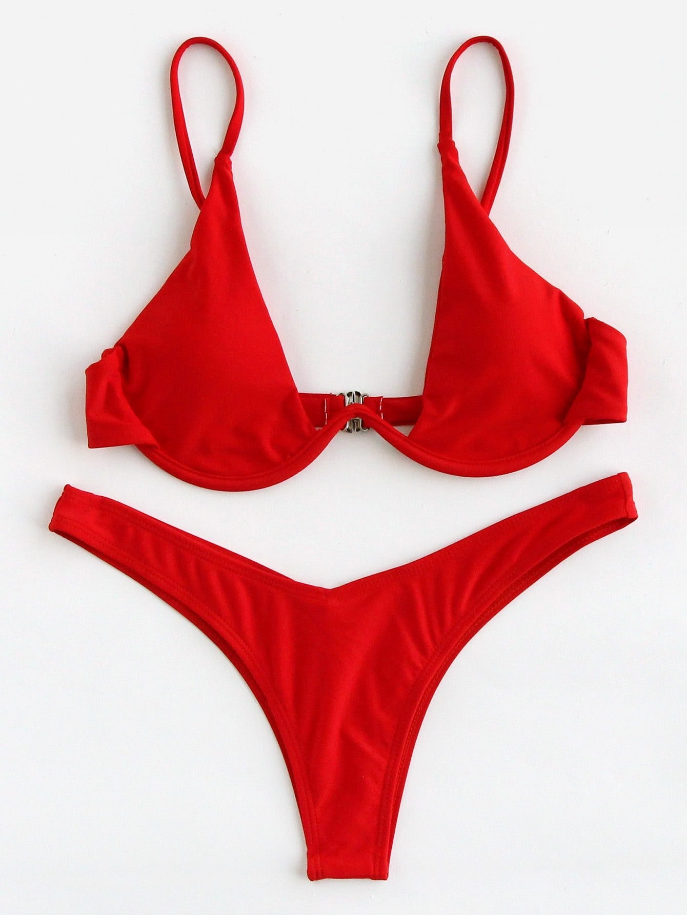 Swim Summer Beach Mono Bikini Set Underwired Bra & High Cut Bottom 2 Piece Bathing Suit