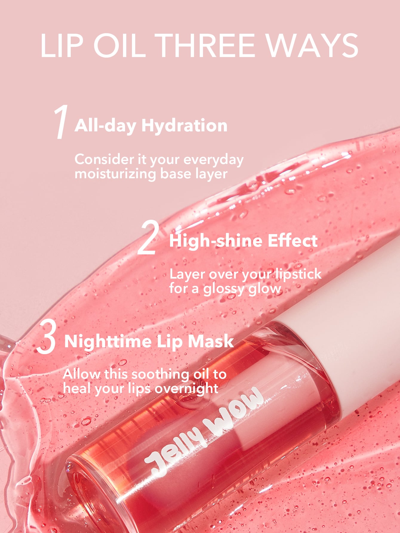 SHEGLAM Jelly Wow Hydrating Lip Oil-Berry Involved Moisturizing Clear Lip Gloss Plumping Non-Sticky Lip Care High Shine Finish Nourishing Strawberry Extract Liquid Lip Cosmetics Black Friday Winter  Lip Gloss Xmas Christmas Gift Winter Y2K Pink