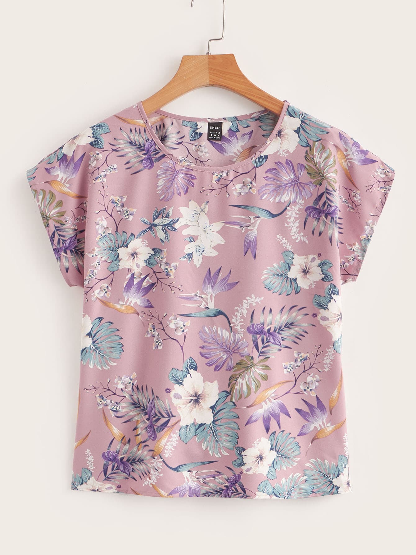 LUNE Batwing Sleeve Tropical Print Top