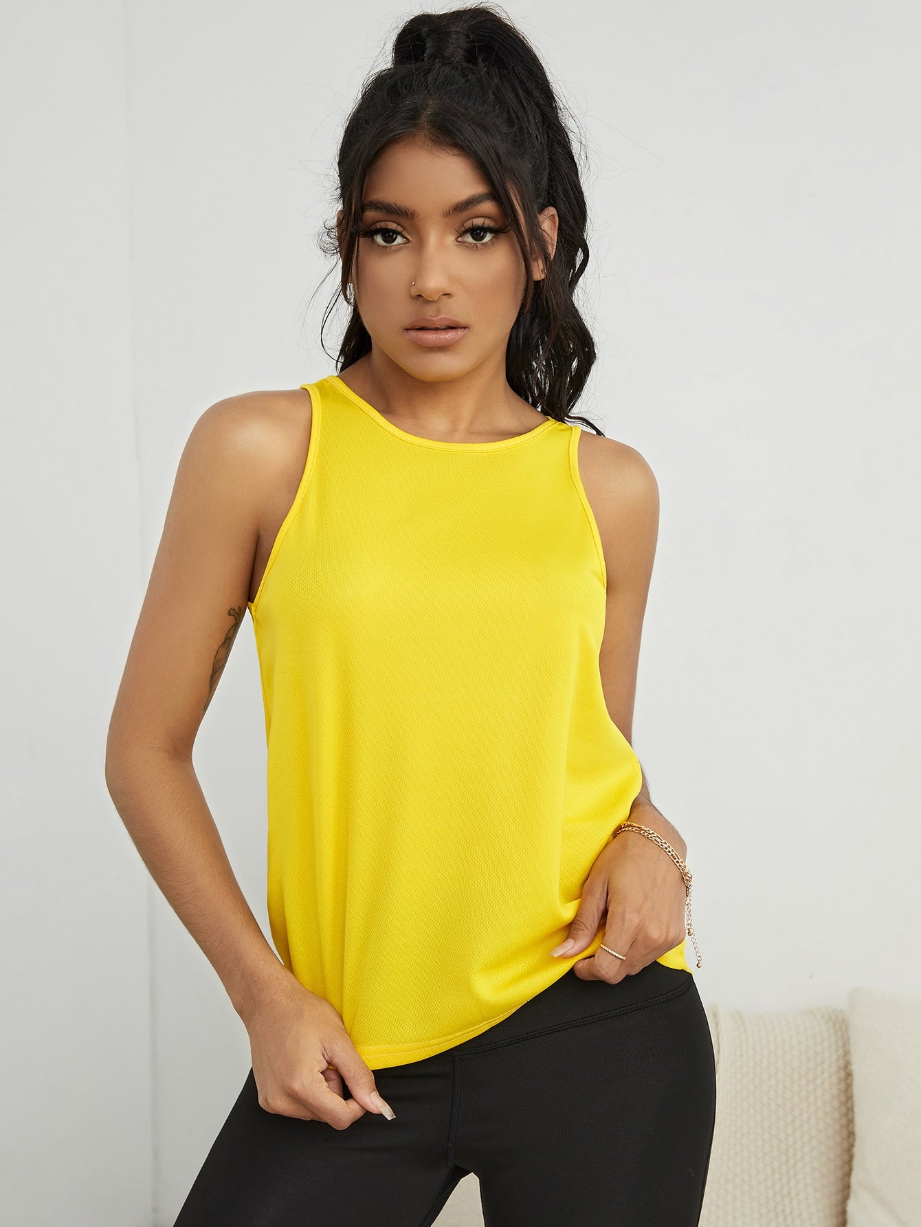 SHEIN Sport Studio Cut Out Backless Absorbs Sweat Breathable Softness Sports Tank