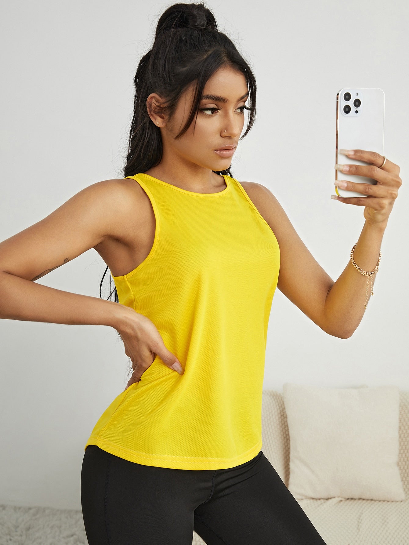 SHEIN Sport Studio Cut Out Backless Absorbs Sweat Breathable Softness Sports Tank