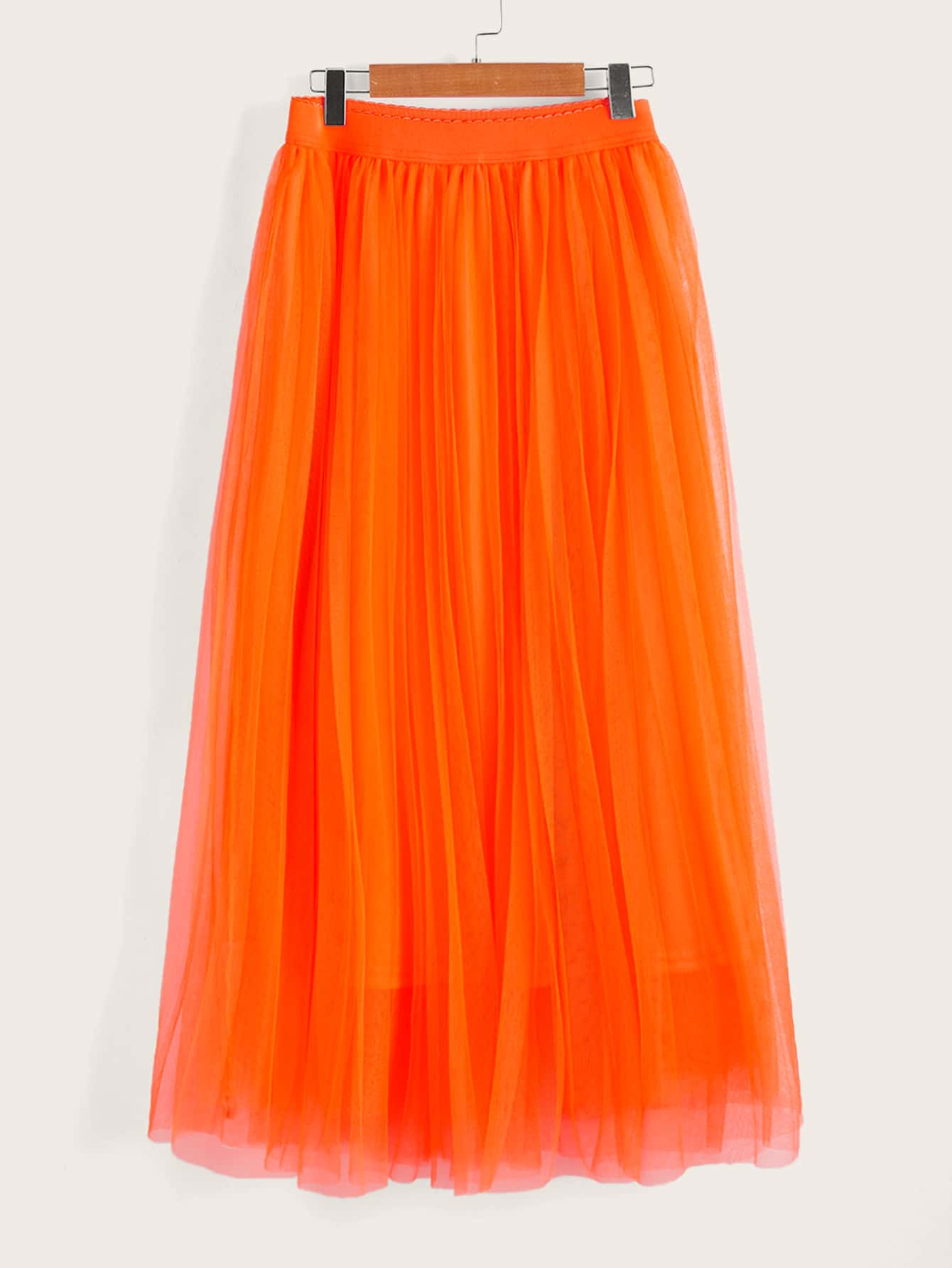 Mulvari Scallop Edge Waist Mesh Overlay Skirt