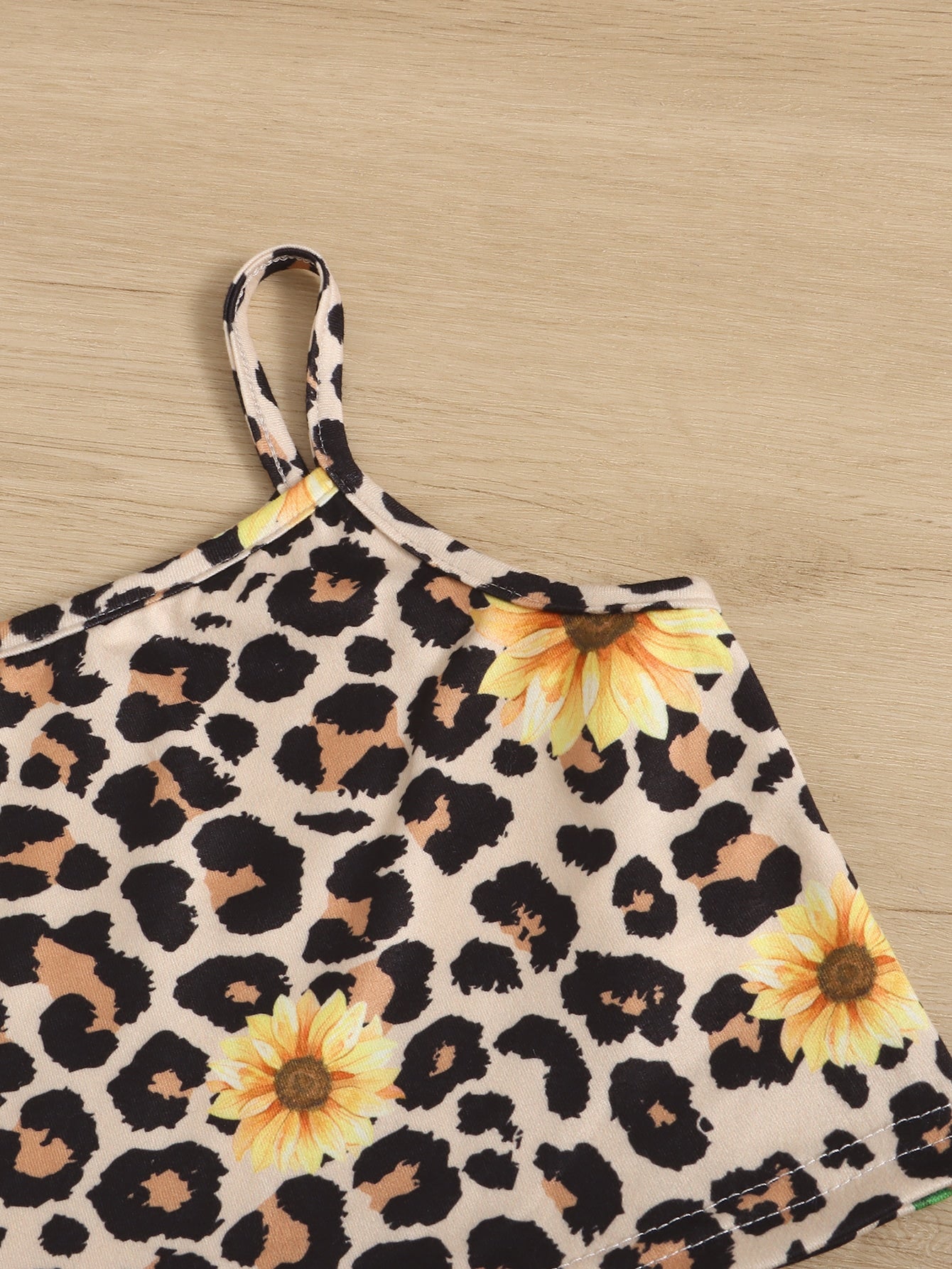 Young Girl Leopard & Sunflower Print Cami Top & Shorts