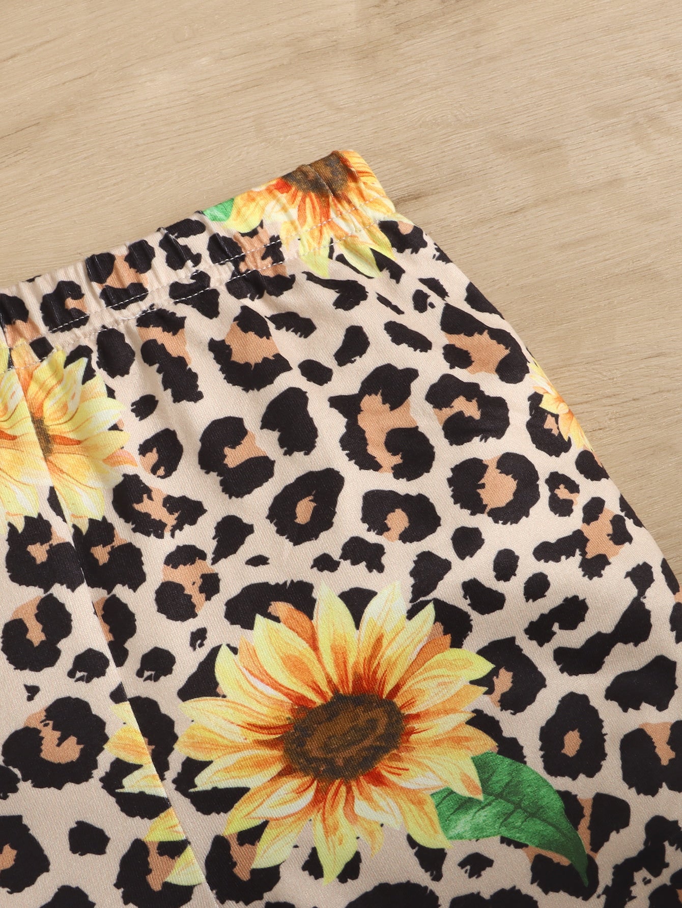 Young Girl Leopard & Sunflower Print Cami Top & Shorts