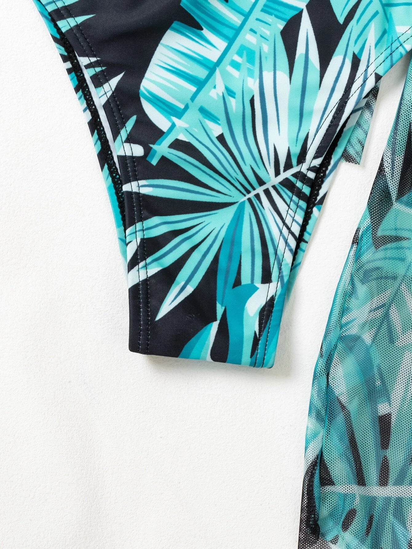 Swim Summer Beach Tropical Print Push Up Bikini Set With Kimono