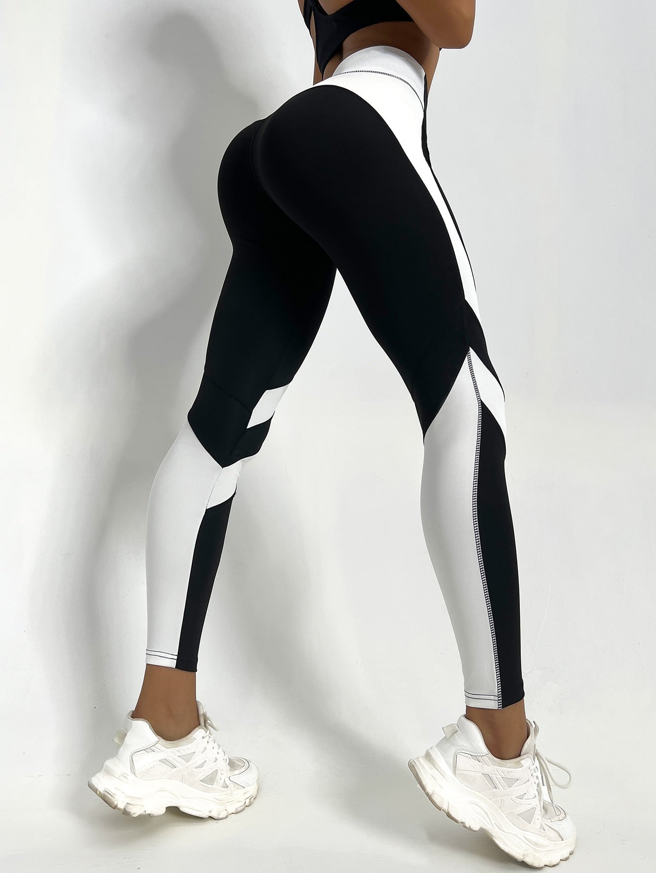 Sport Studio Two Tone Yoga Leggings Tummy Control Sports Tights