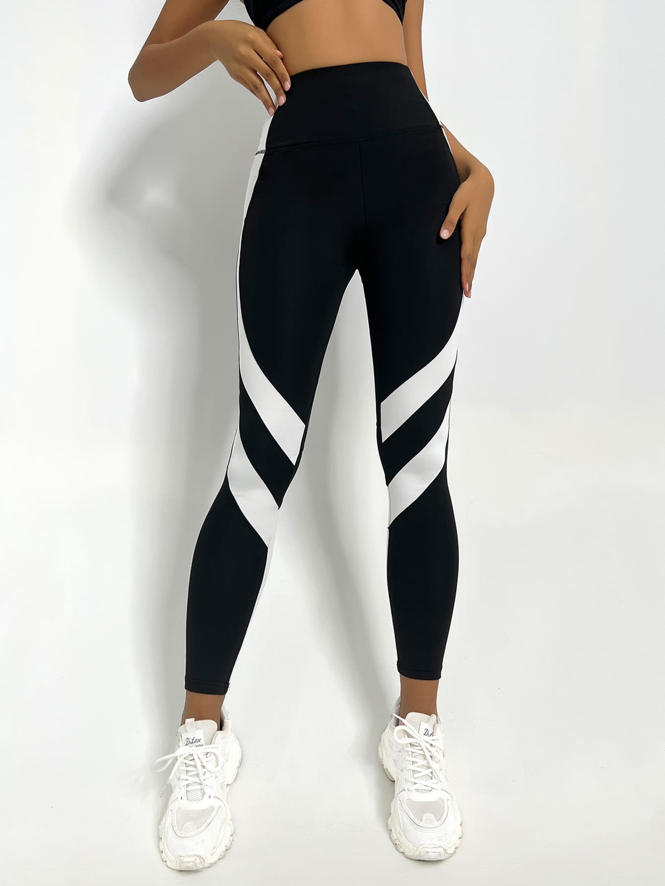 Sport Studio Two Tone Yoga Leggings Tummy Control Sports Tights