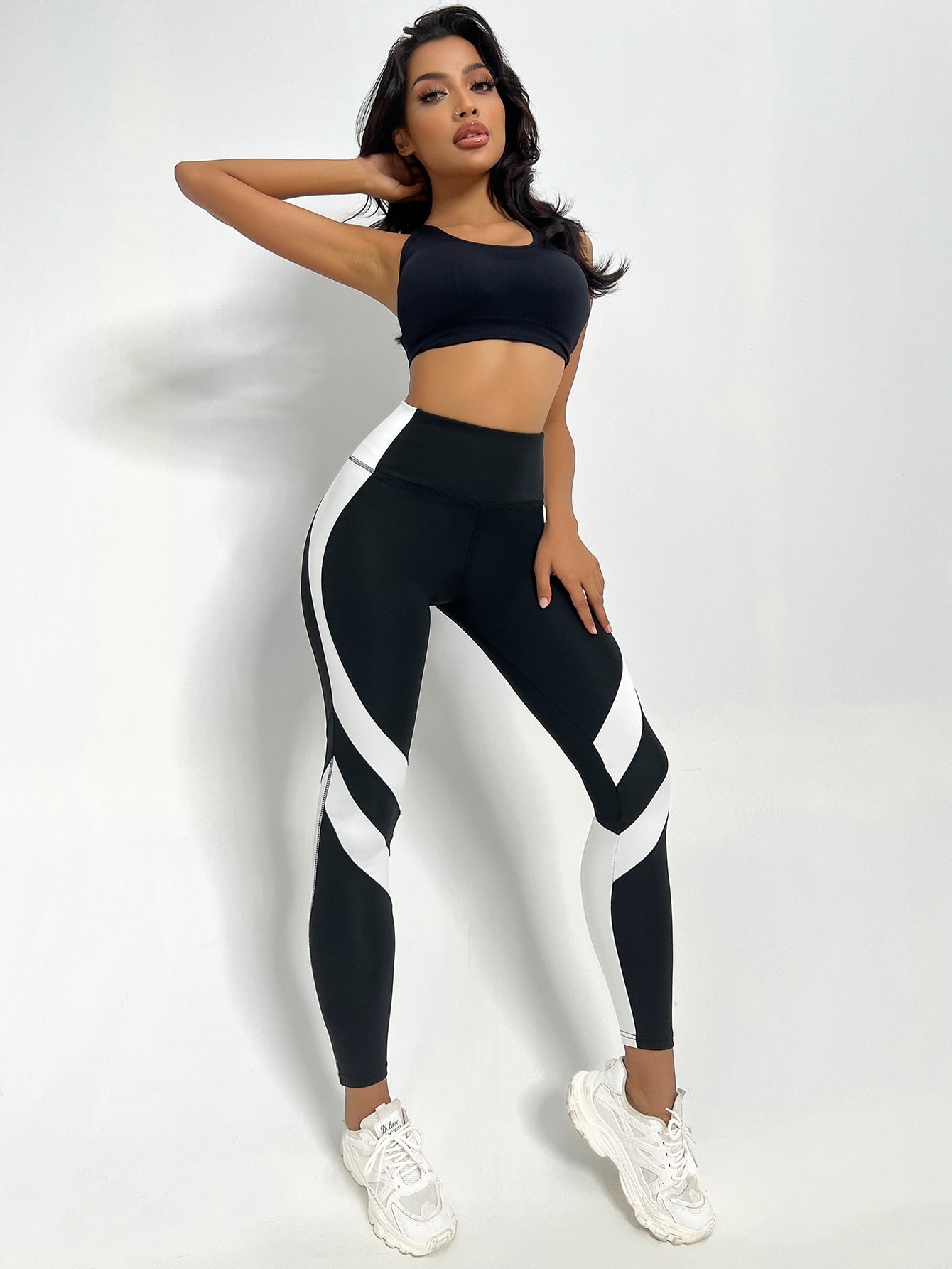 Sport Studio Two Tone Yoga Leggings Tummy Control Sports Tights