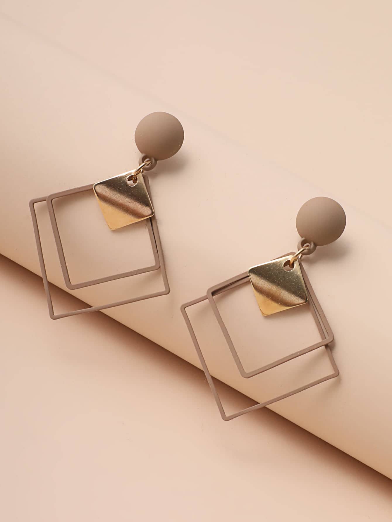 Square Decor Drop Earrings