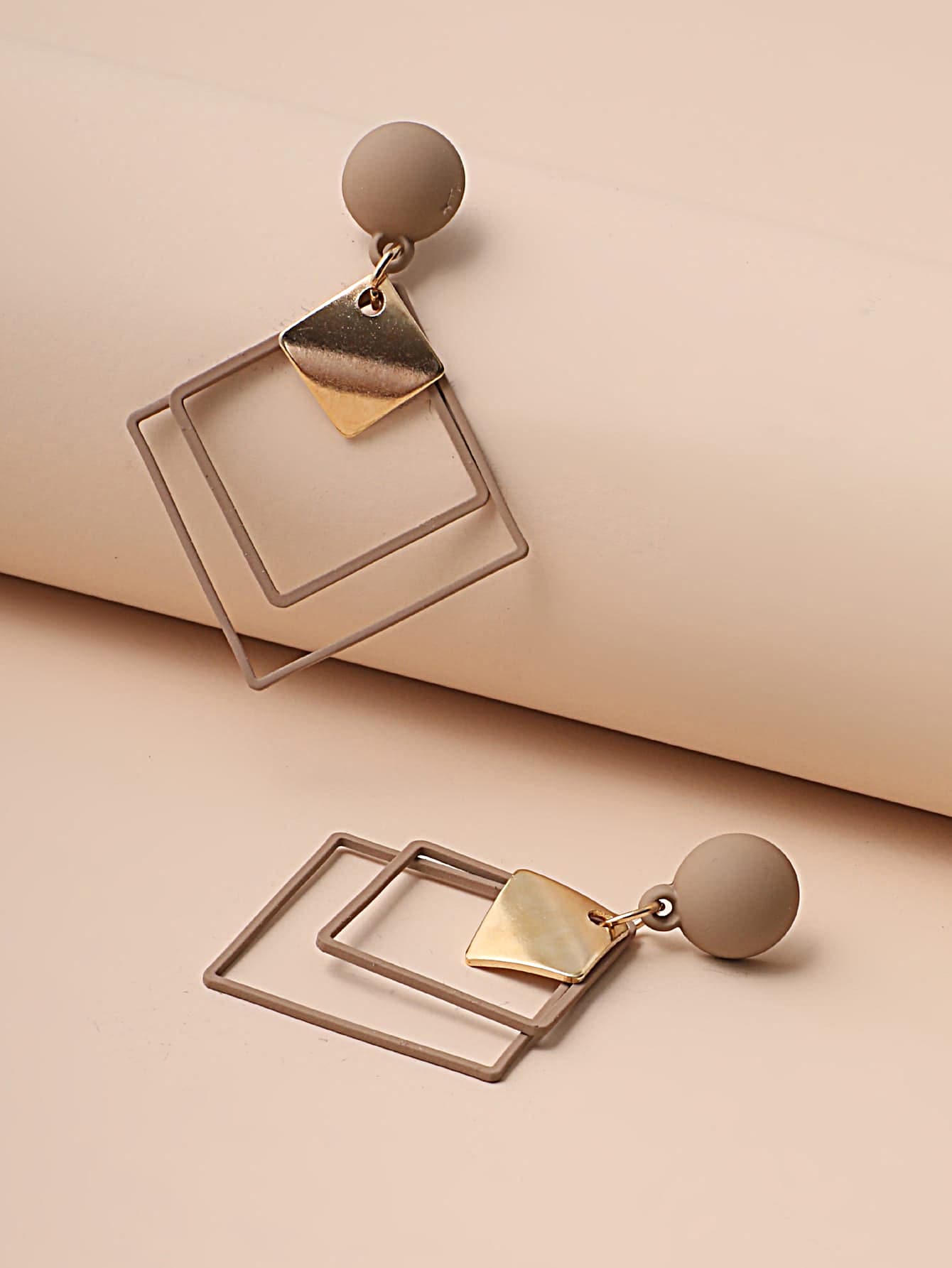 Square Decor Drop Earrings