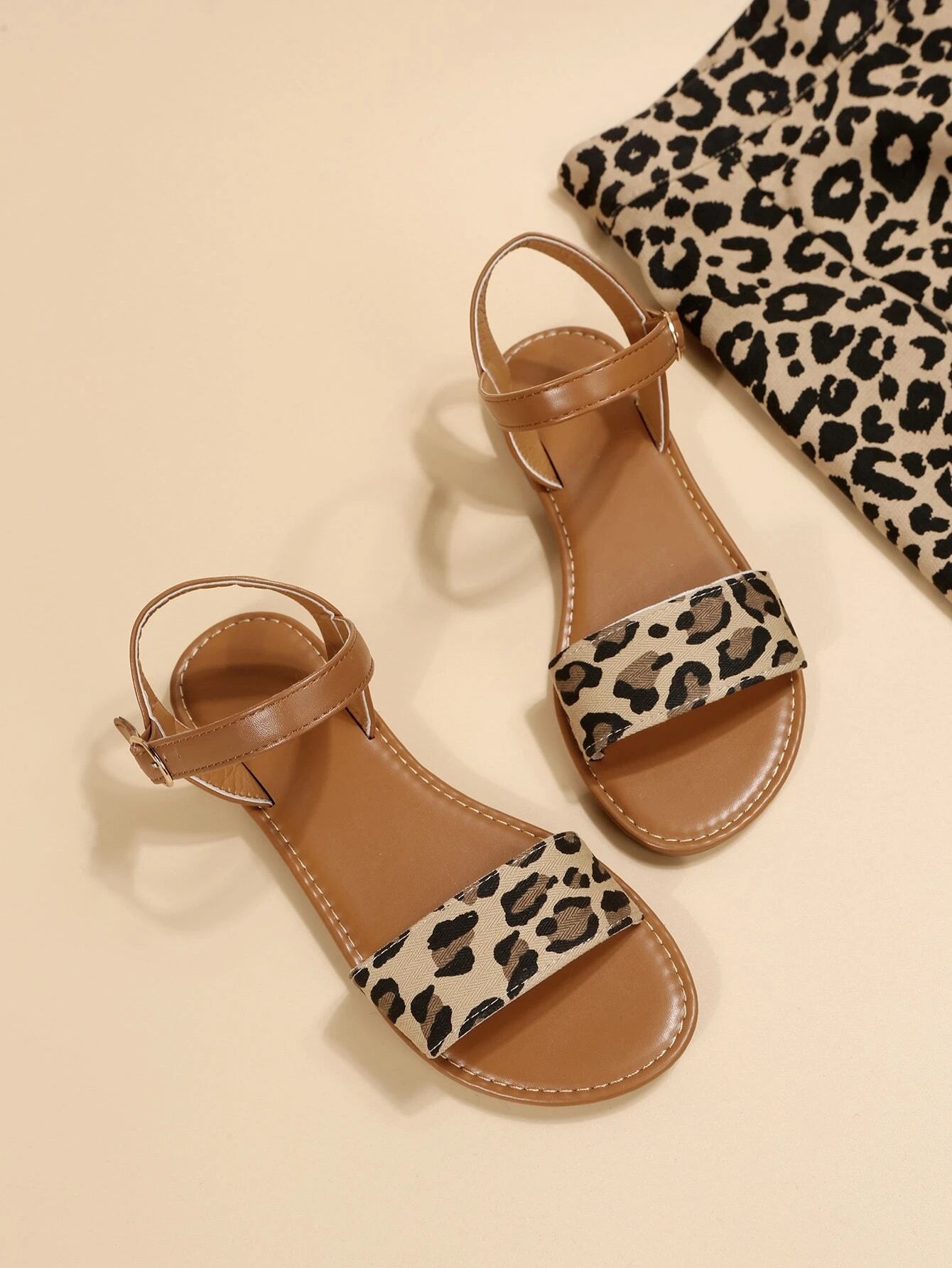 Leopard Print Ankle Strap Sandals