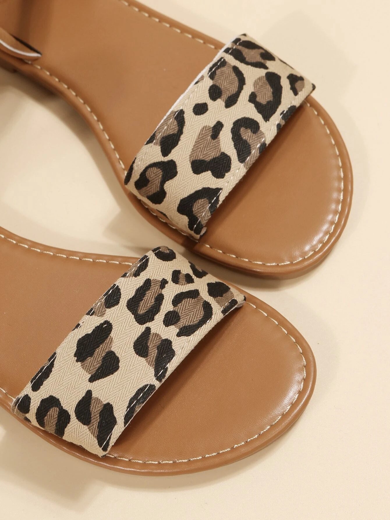 Leopard Print Ankle Strap Sandals