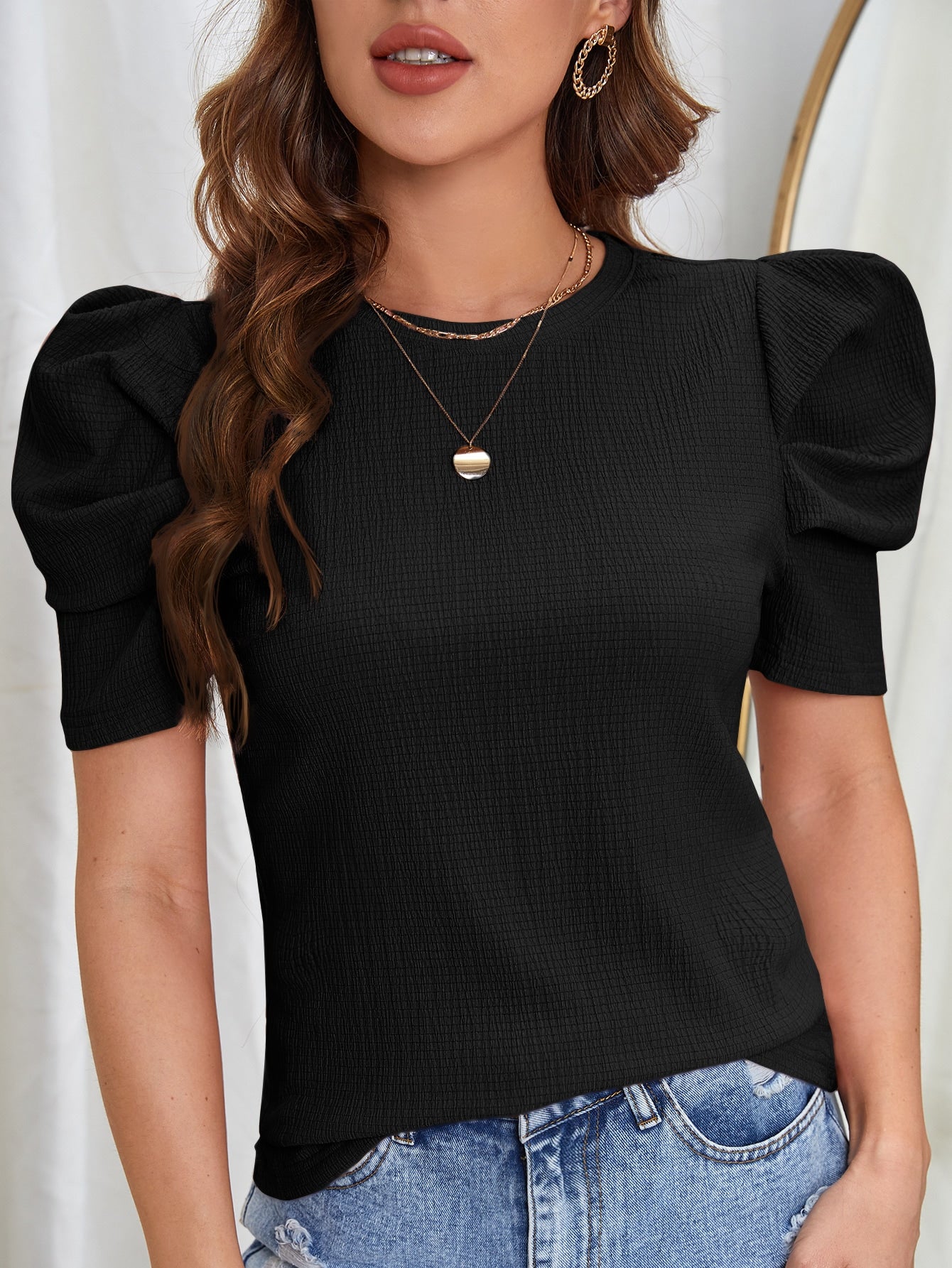 Clasi Puff Sleeve Solid Tee