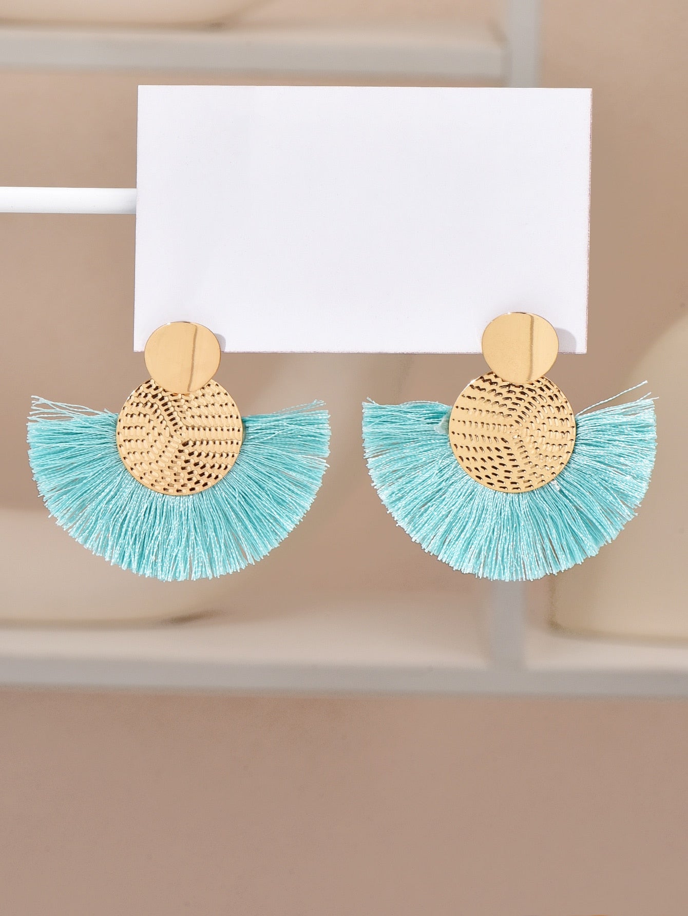 Round Decor Tassel Drop Earrings