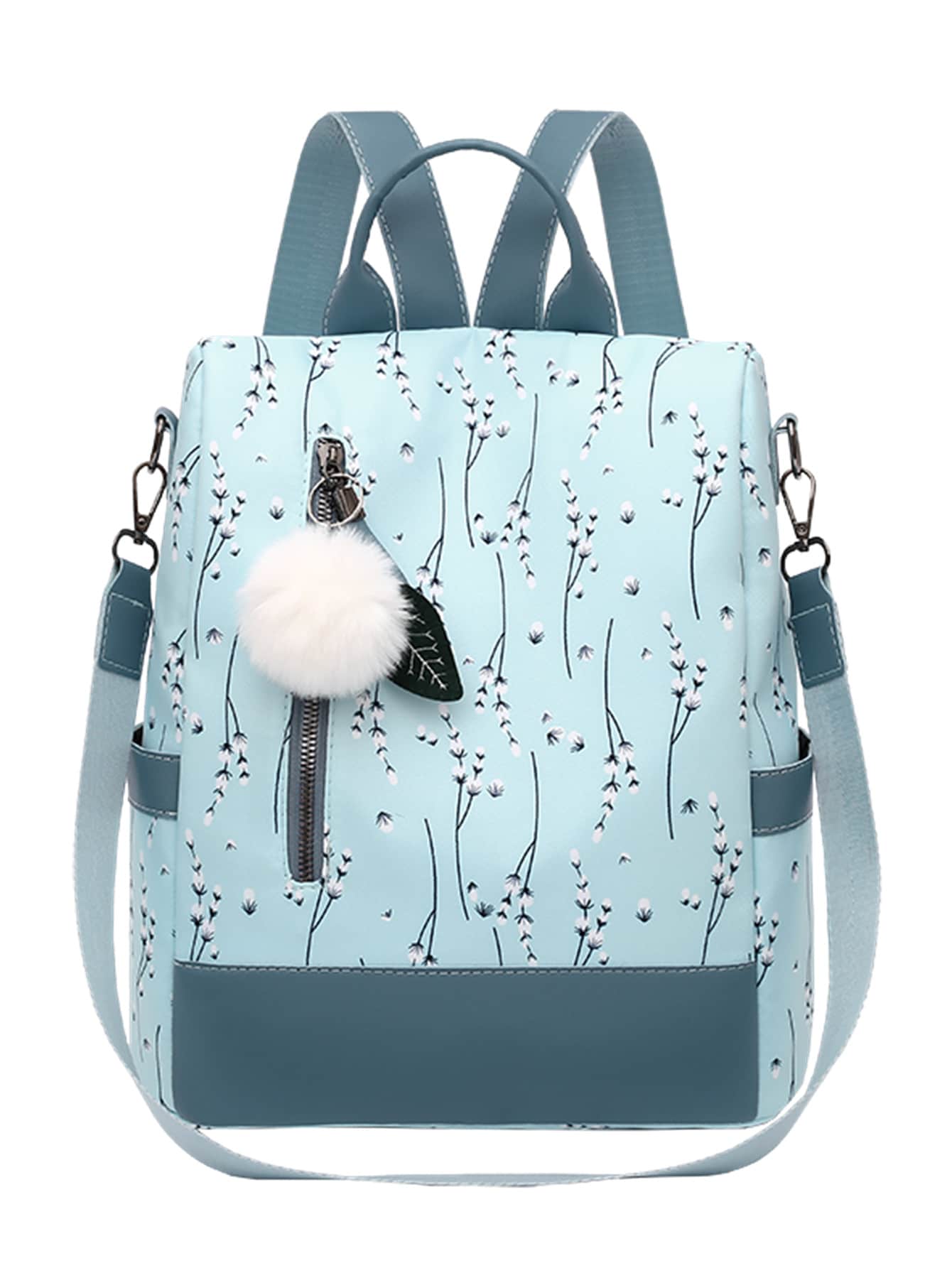 Lightweight And Simple Nylon Waterproof Bag For Shopping, Travel, With Coin Purse. Cute And Fashionable Backpack With Pom Pom Decoration Suitable For Moms, Teenage Girls, Graduates, Tourists, Professionals. Anti-Theft Shoulder Bag With Large Capacity For