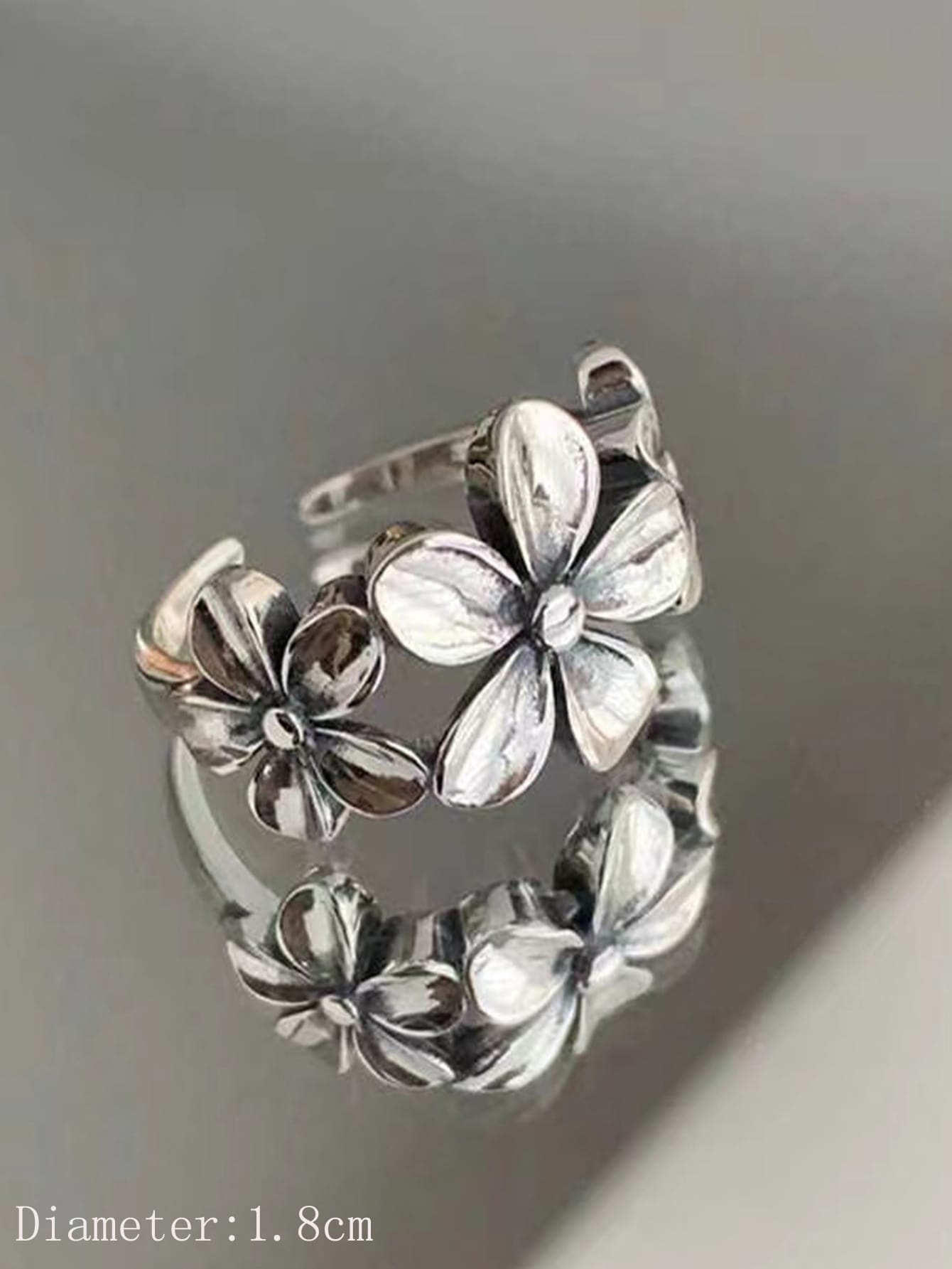 Flower Decor Cuff Ring