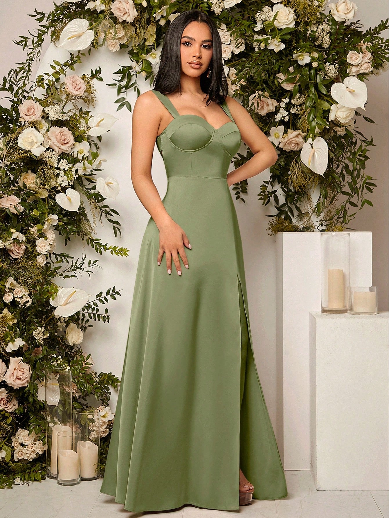 Belle Split Thigh Bustier Cami Bridesmaid Dress