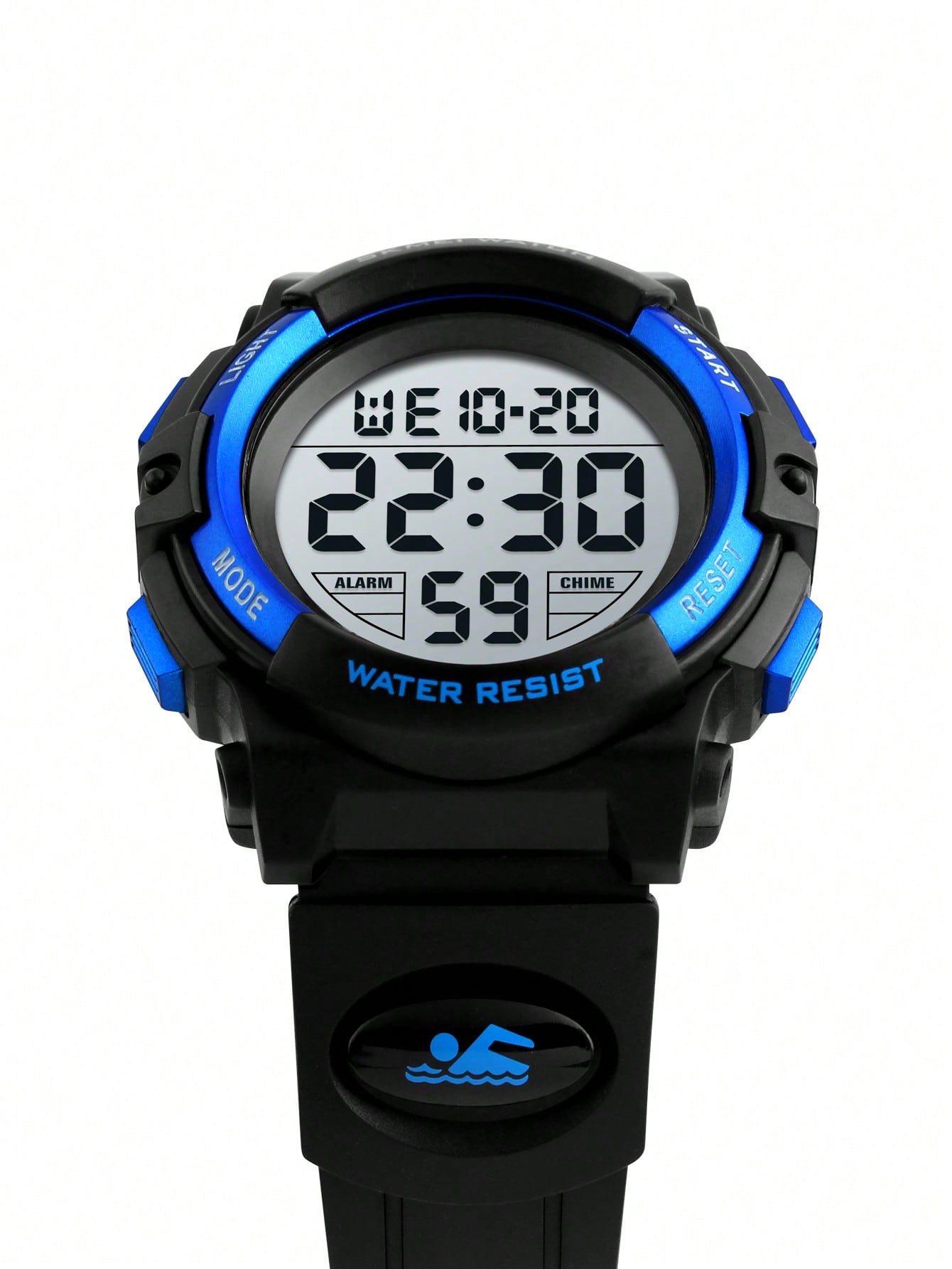 Skmei 1pc Kids Black TPU Strap Sporty Date Calendar Water Resistant Round Dial Digital Watch, For Daily Life