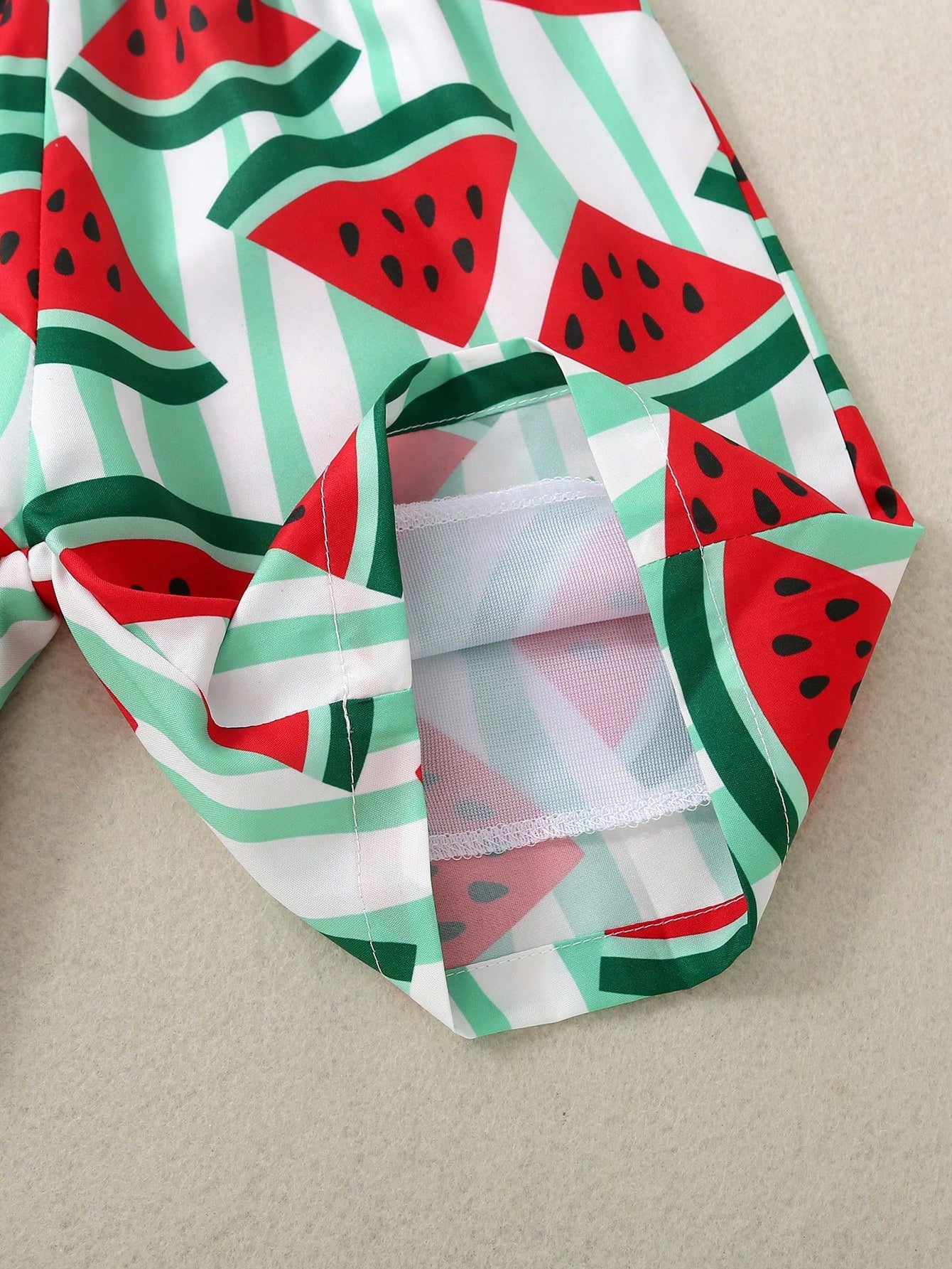 Young Boy Watermelon Print Summer Drawstring Shorts