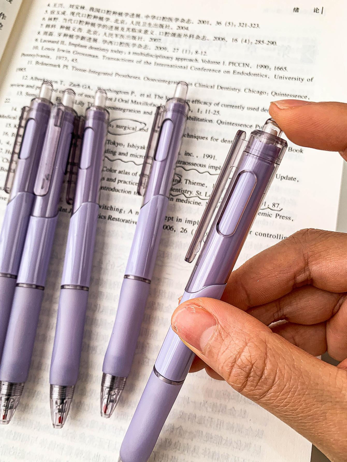 5pcs Minimalist Gel Pen, Simple Purple Plastic Gel Pen For Student, Writing