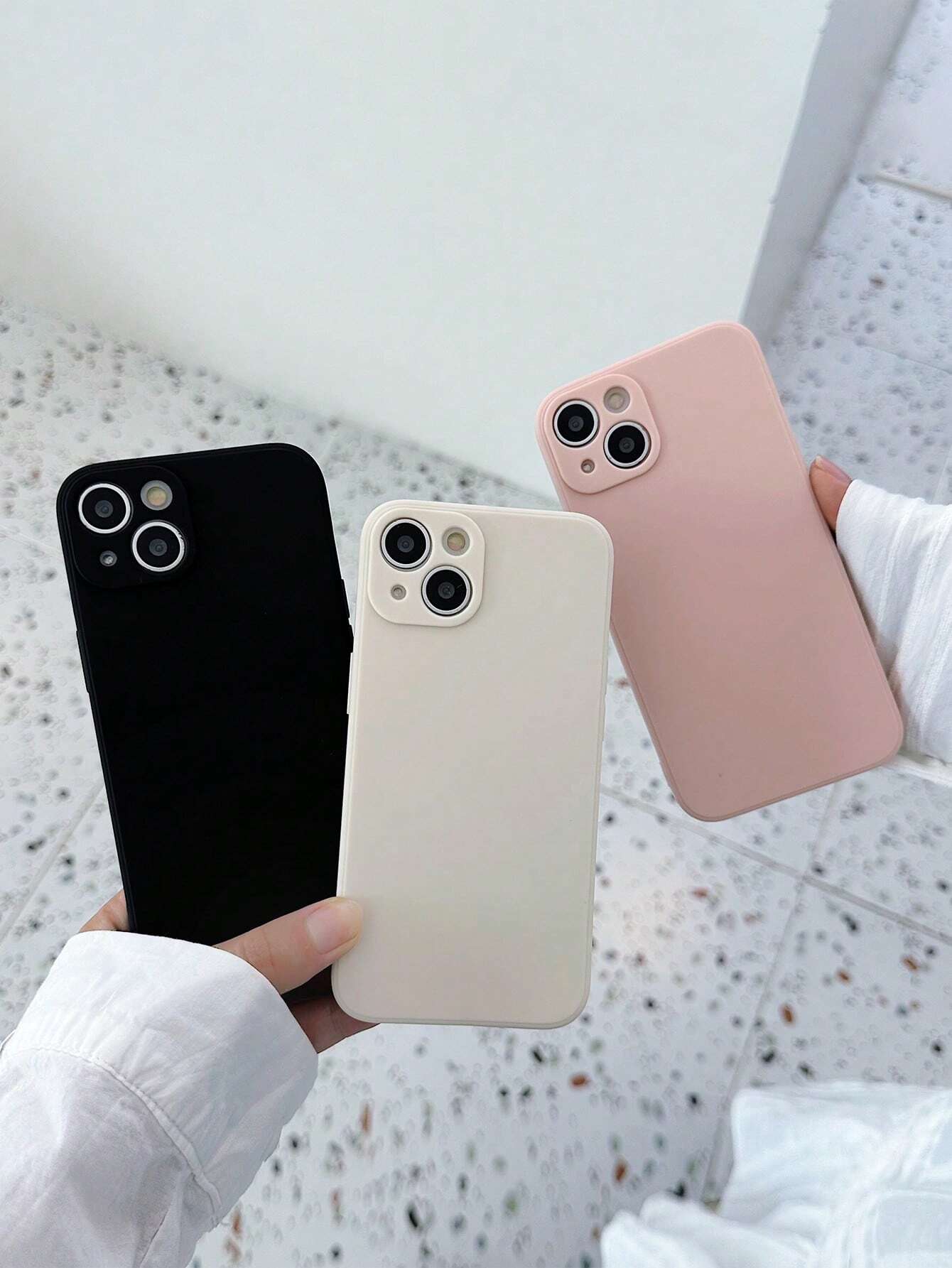 Basic Phone Cases Solid Color Phone Case, Simple Phone Case, Silicone Phone Case, Fashionable Phone Case, Black White Pink Phone Case Compatible With Iphone 16, IPhone 16 Pro Max, IPhone 16 Pro, IPhone 16 Plus, IPhone Samsung Galaxy