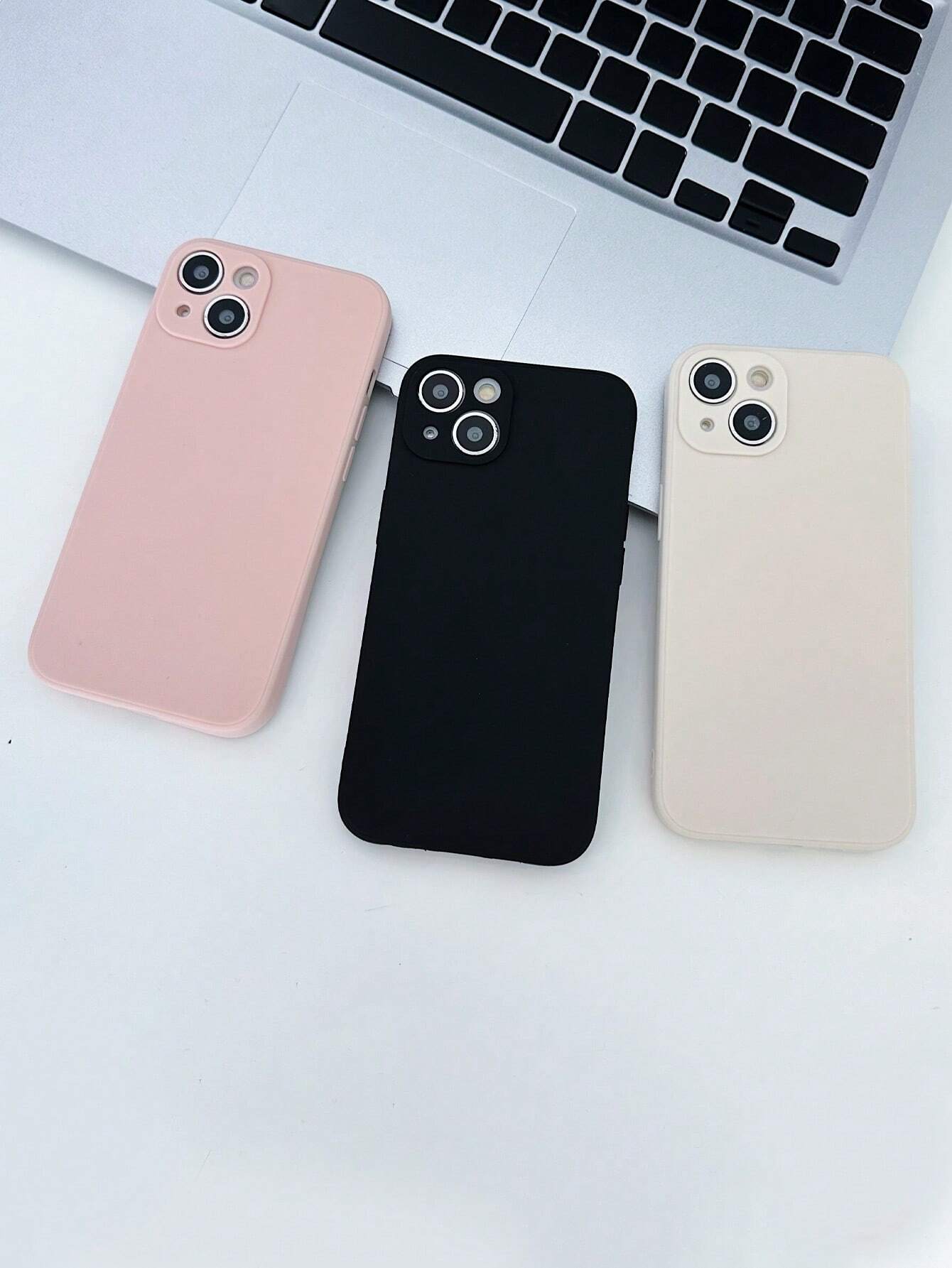 Basic Phone Cases Solid Color Phone Case, Simple Phone Case, Silicone Phone Case, Fashionable Phone Case, Black White Pink Phone Case Compatible With Iphone 16, IPhone 16 Pro Max, IPhone 16 Pro, IPhone 16 Plus, IPhone Samsung Galaxy