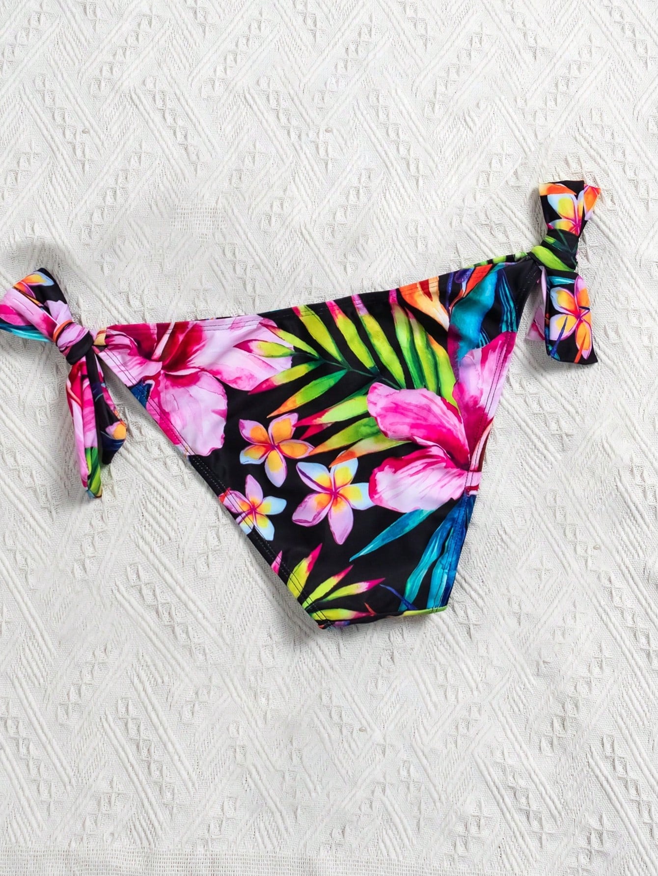 Swim Summer Beach Tropical Print Tie Side Bikini Bottom