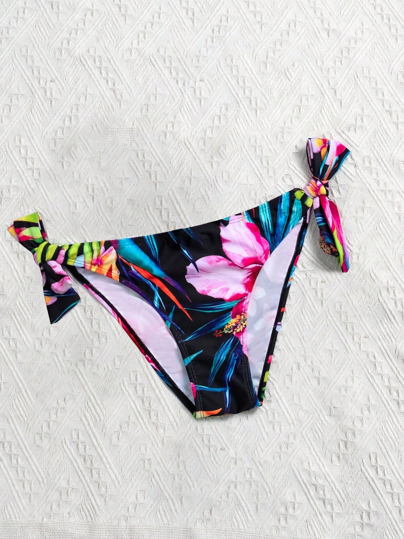 Swim Summer Beach Tropical Print Tie Side Bikini Bottom