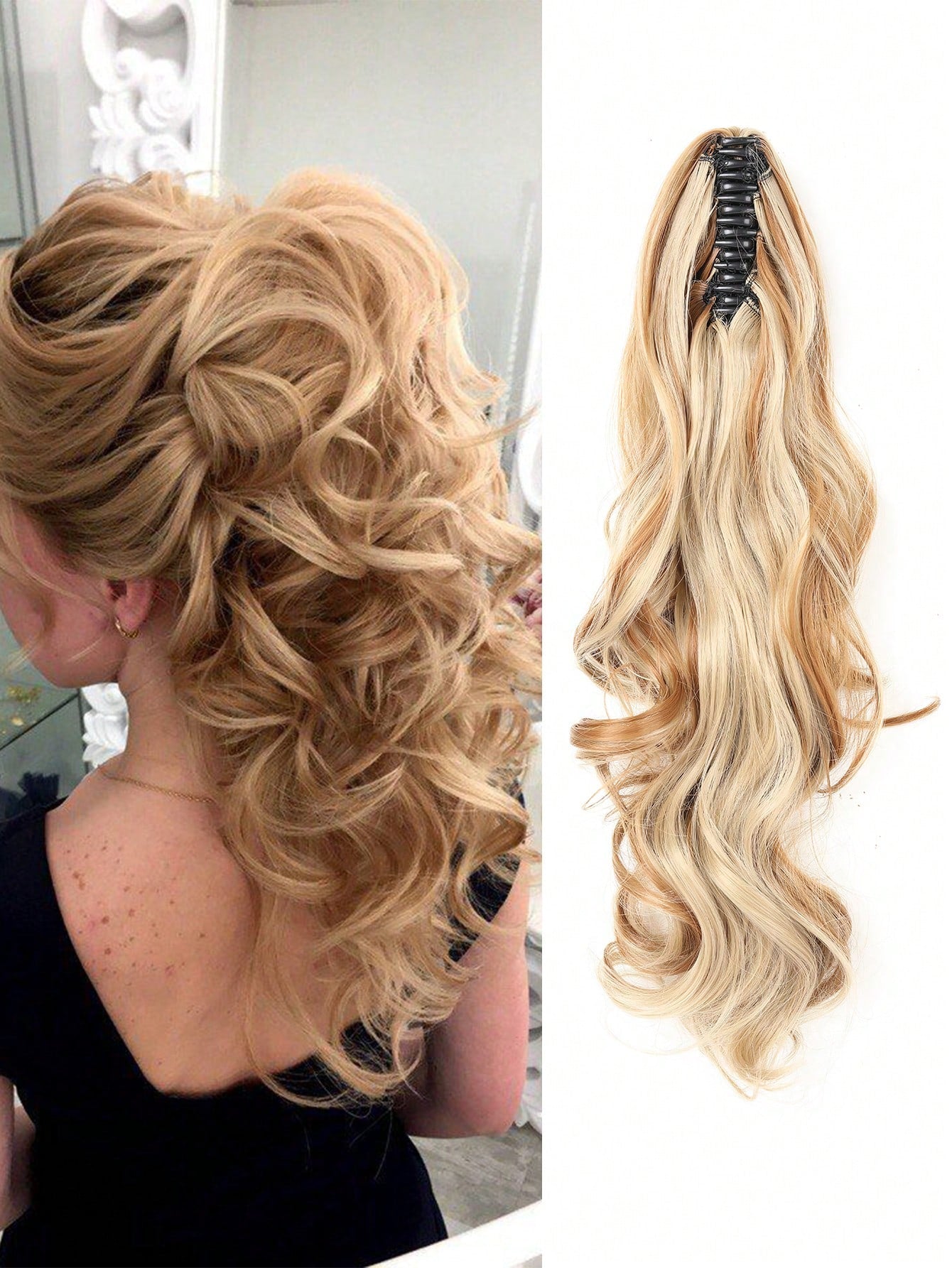 Claw Clip Ponytail Extension Curly Wavy  Clip in  Long Ponytails Hair  Extensions Synthetic  Hairpiece for Women