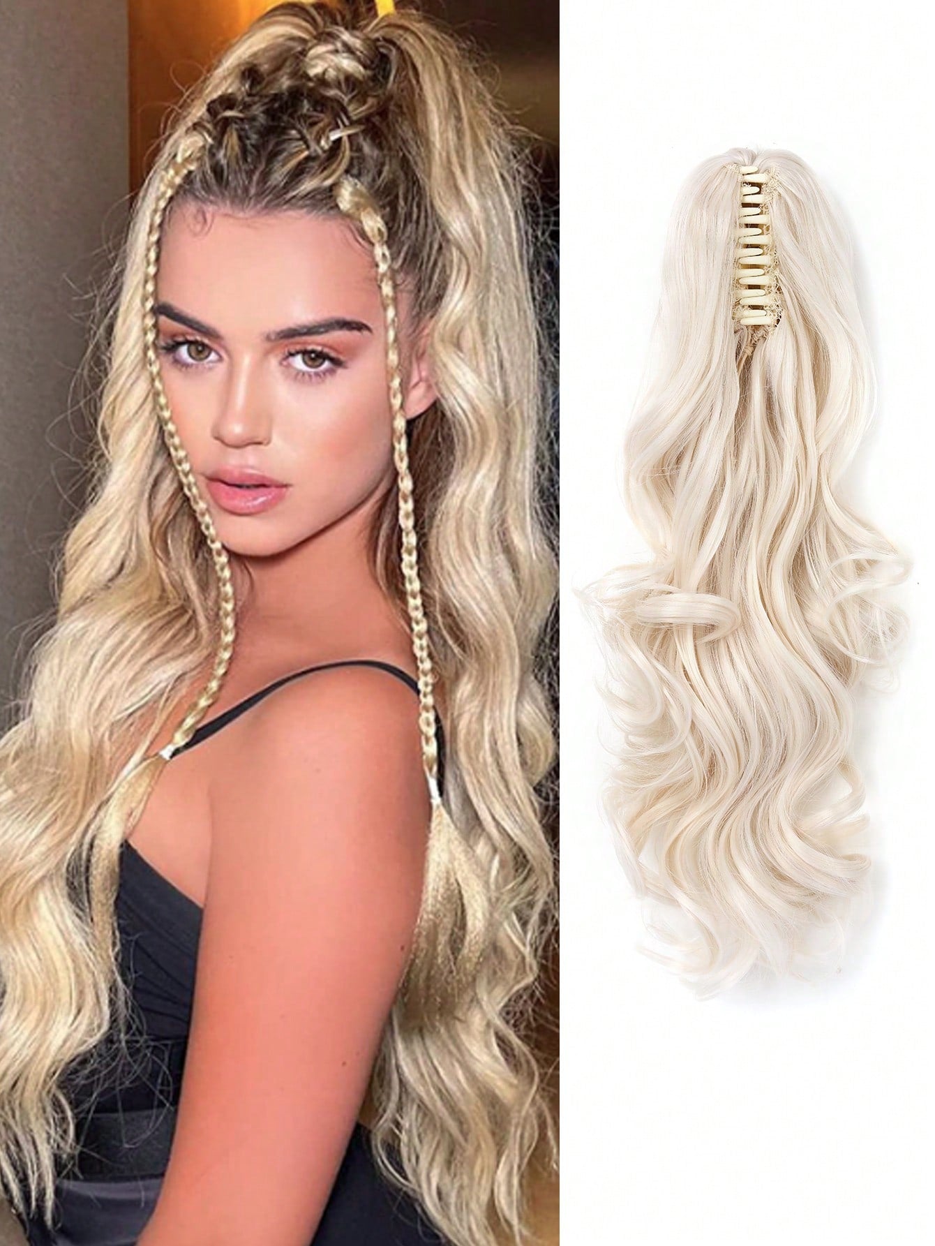 Claw Clip Ponytail Extension Curly Wavy  Clip in  Long Ponytails Hair  Extensions Synthetic  Hairpiece for Women