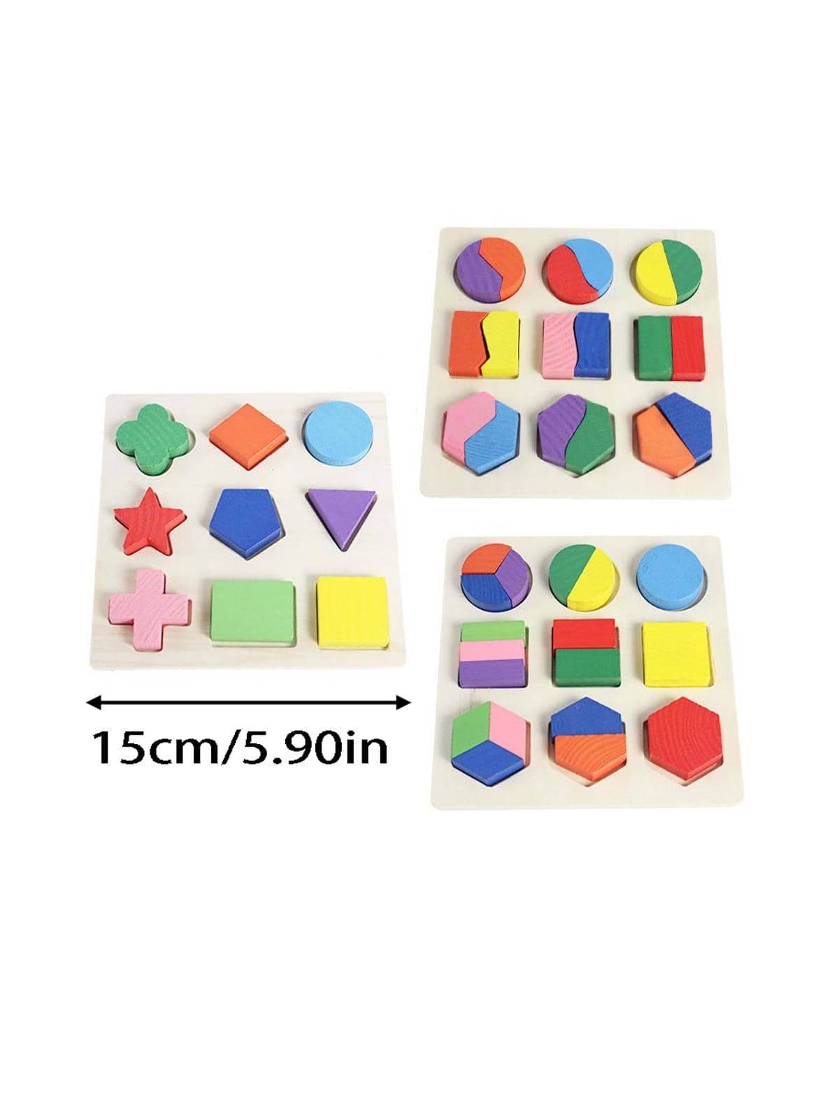 1set Shape Matching Blocks Puzzle Board, Simple Wood Mixed Color Puzzle Toy For KidsSchool, Student,Stationery,School Supplies