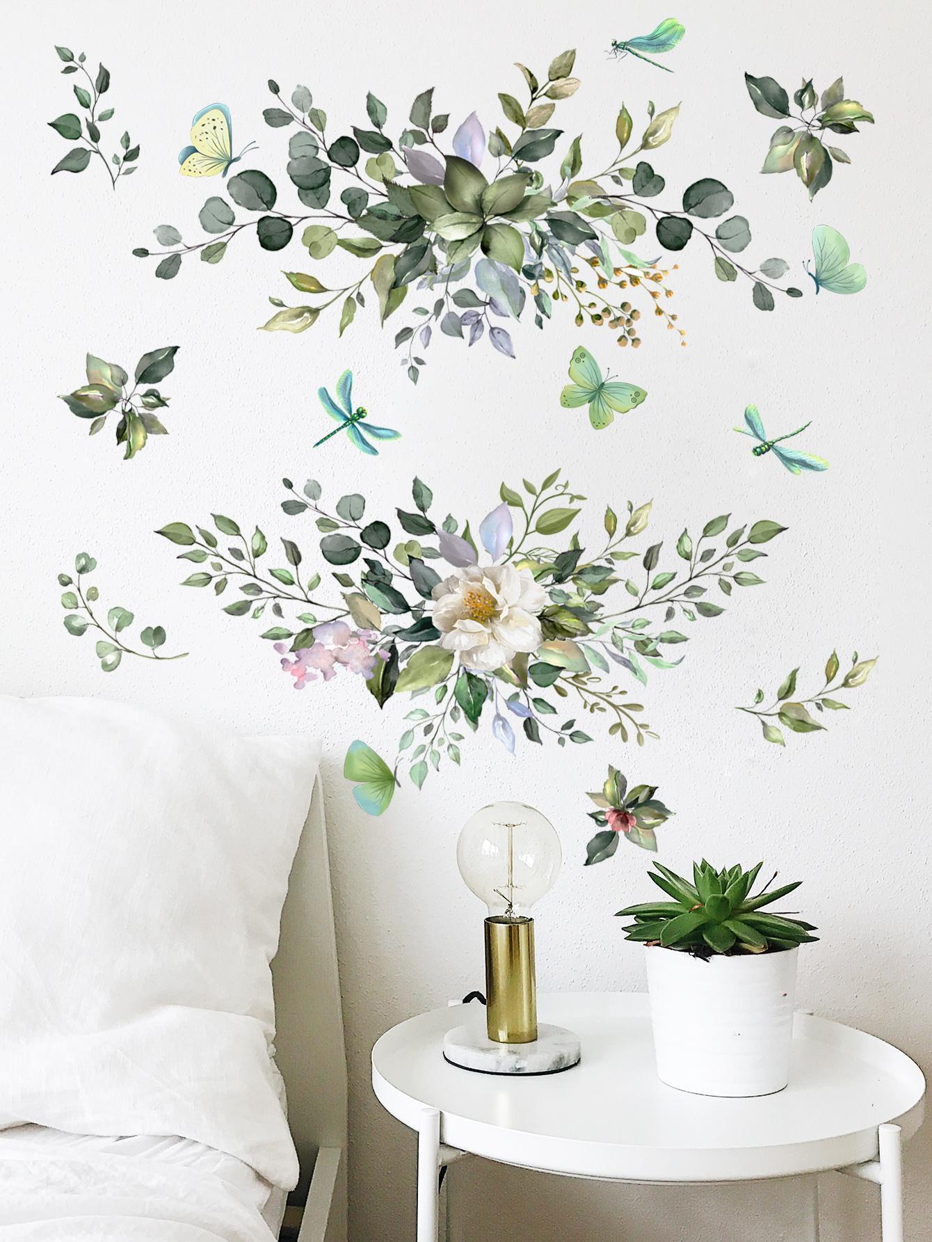 1 Set Floral Butterfly & Dragonfly Home Decor Wall Stickers