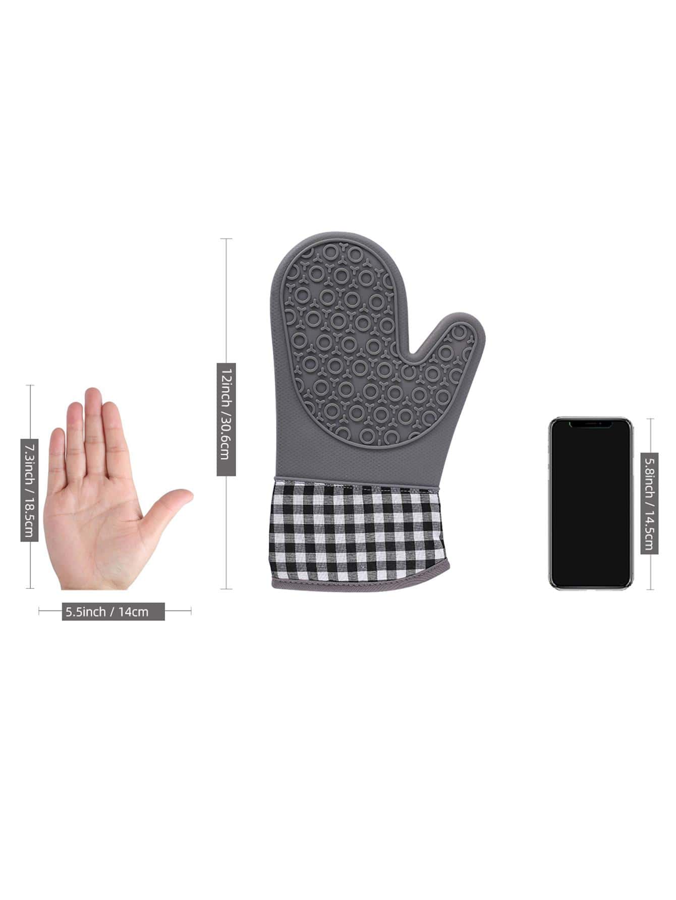 1pc Silicone Plaid Pattern Oven Mitt