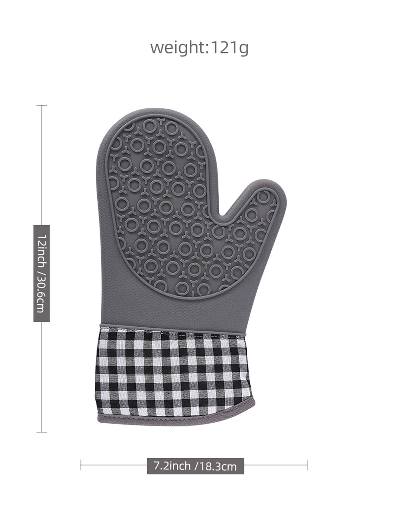 1pc Silicone Plaid Pattern Oven Mitt