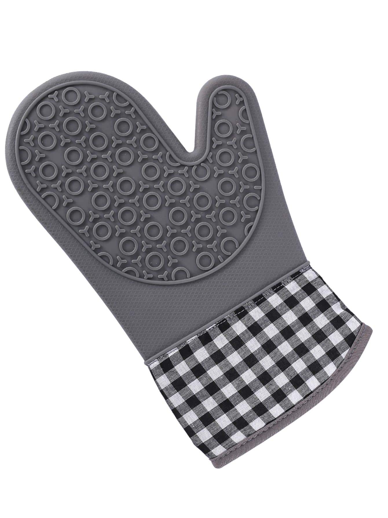 1pc Silicone Plaid Pattern Oven Mitt