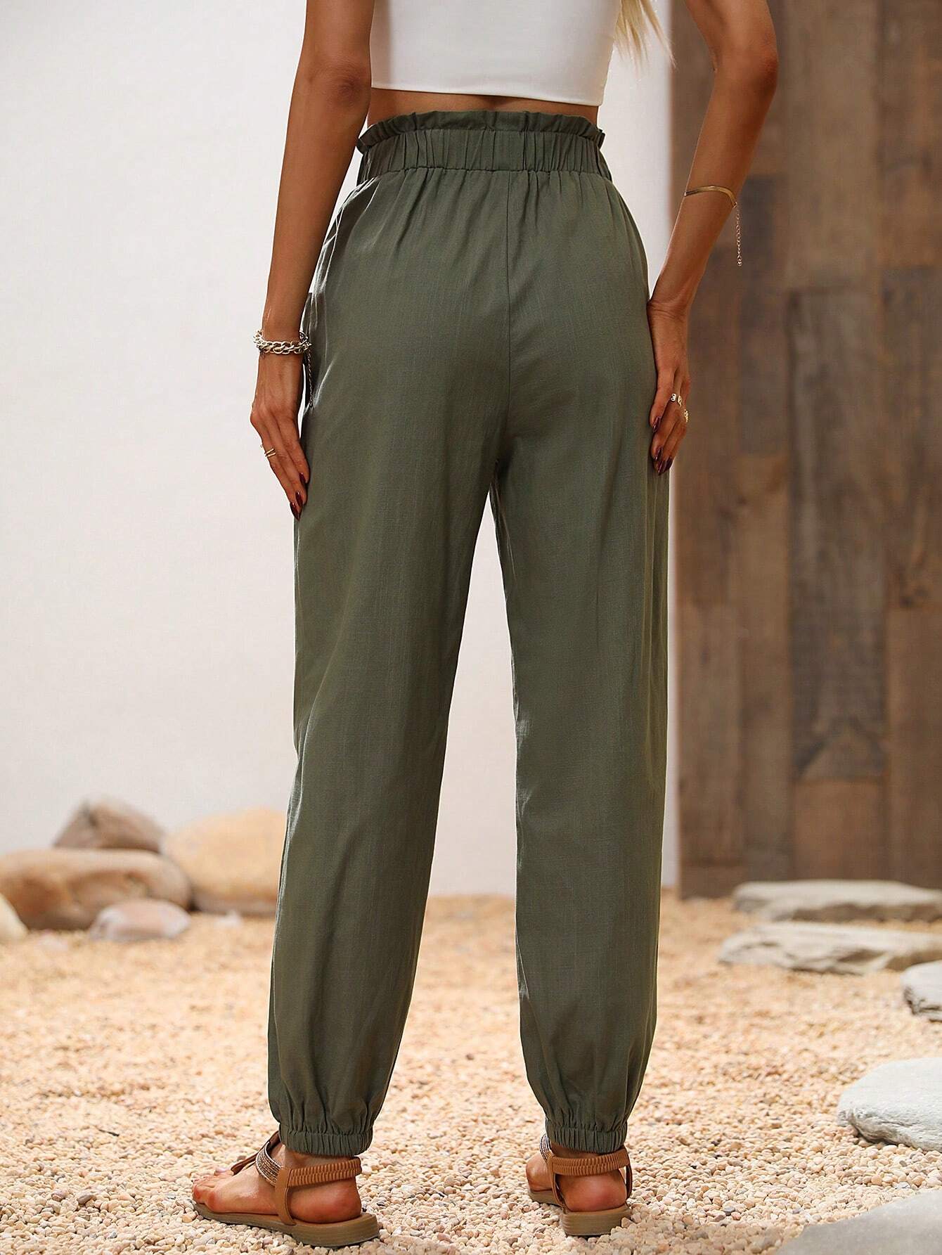 LUNE Paperbag Waist Knot Front Pants