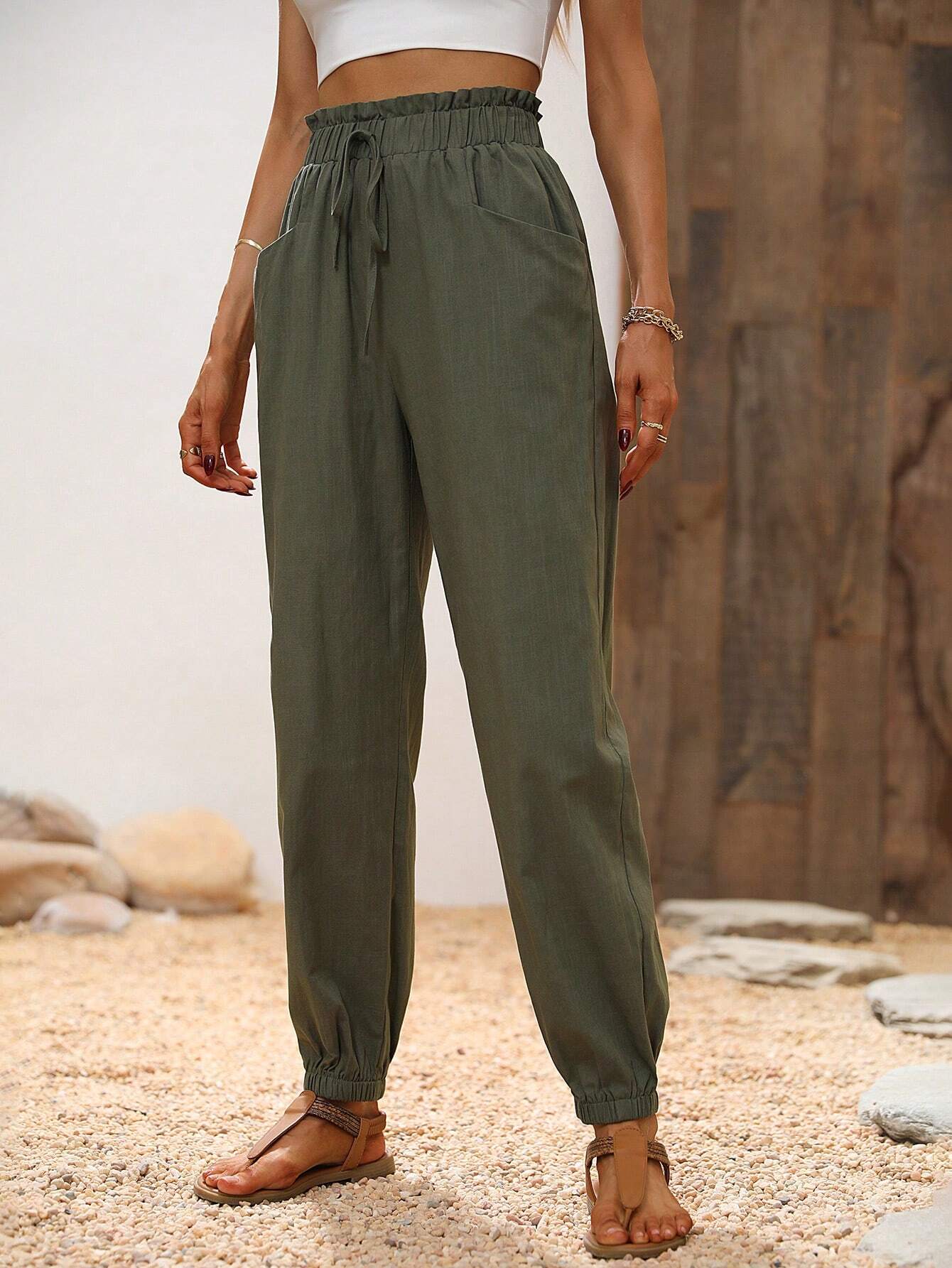 LUNE Paperbag Waist Knot Front Pants