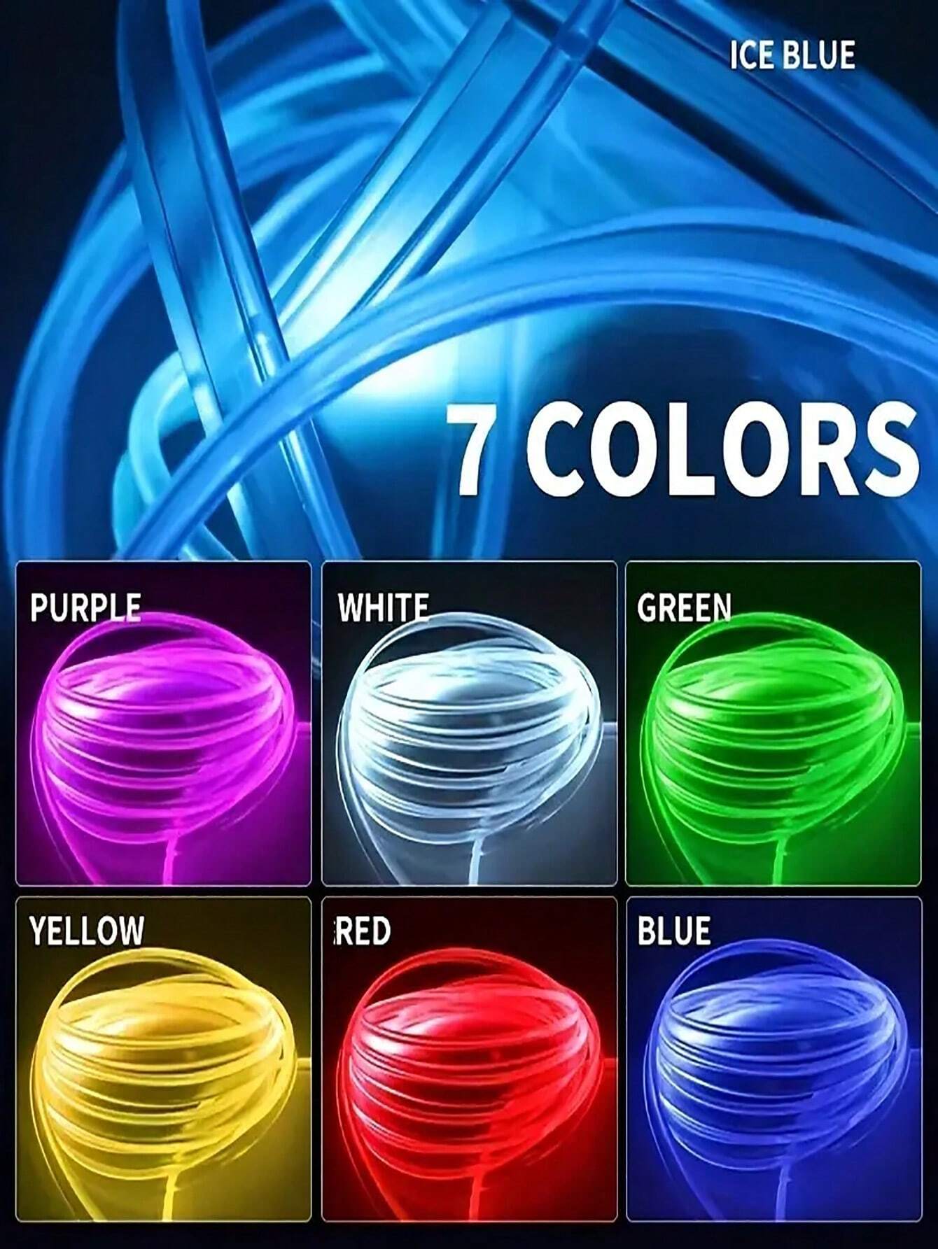 4m 157.48 Inch LED Strip Car Interior Decoration Atmosphere Light, RGB Neon DIY Dashboard Light