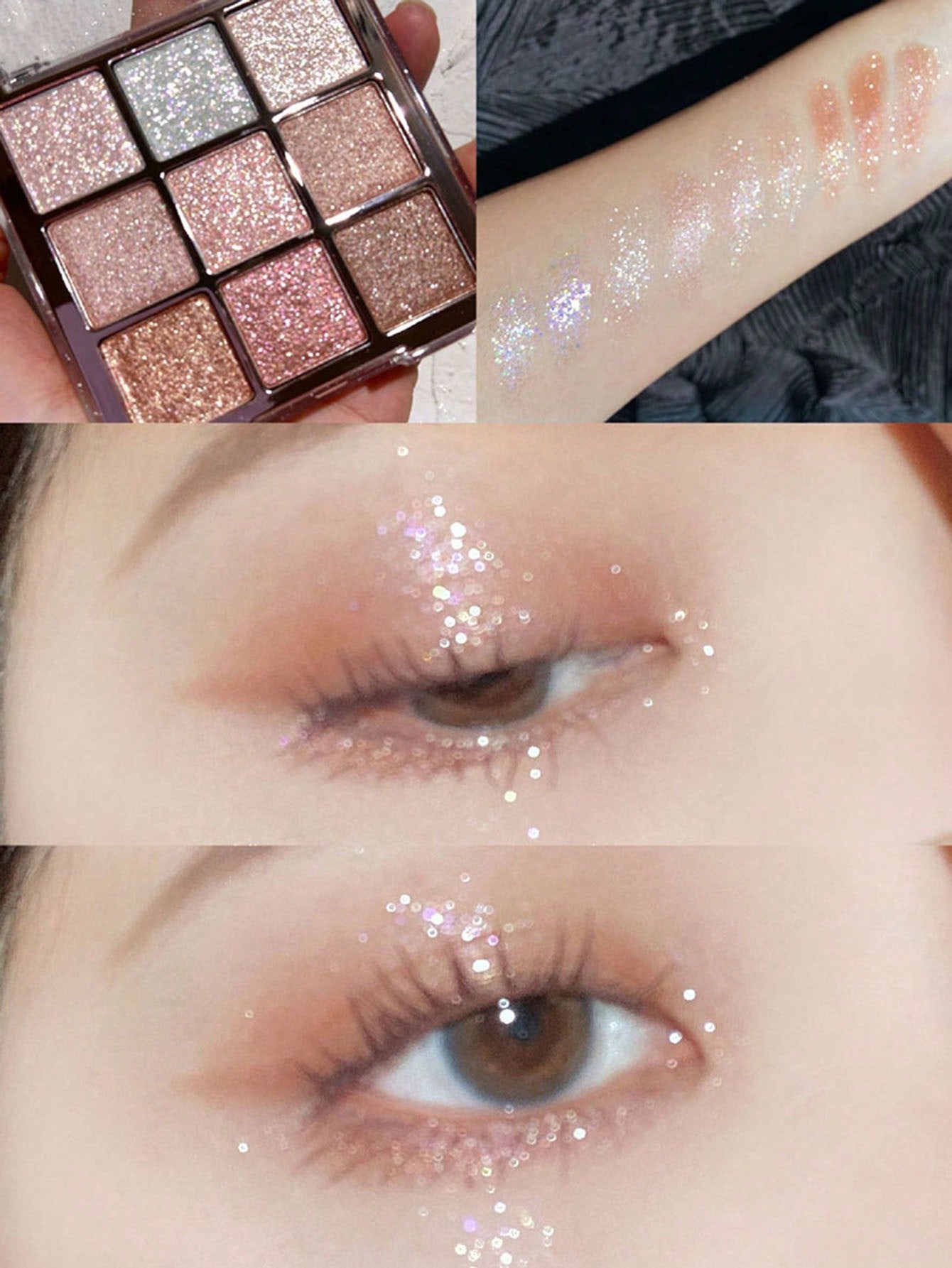 DIKALU  X Candylover89 9-Color Eyeshadow Palette, Glitter Eye Shadow Powder Shimmer Eyeshadow Tray Shadow Palette