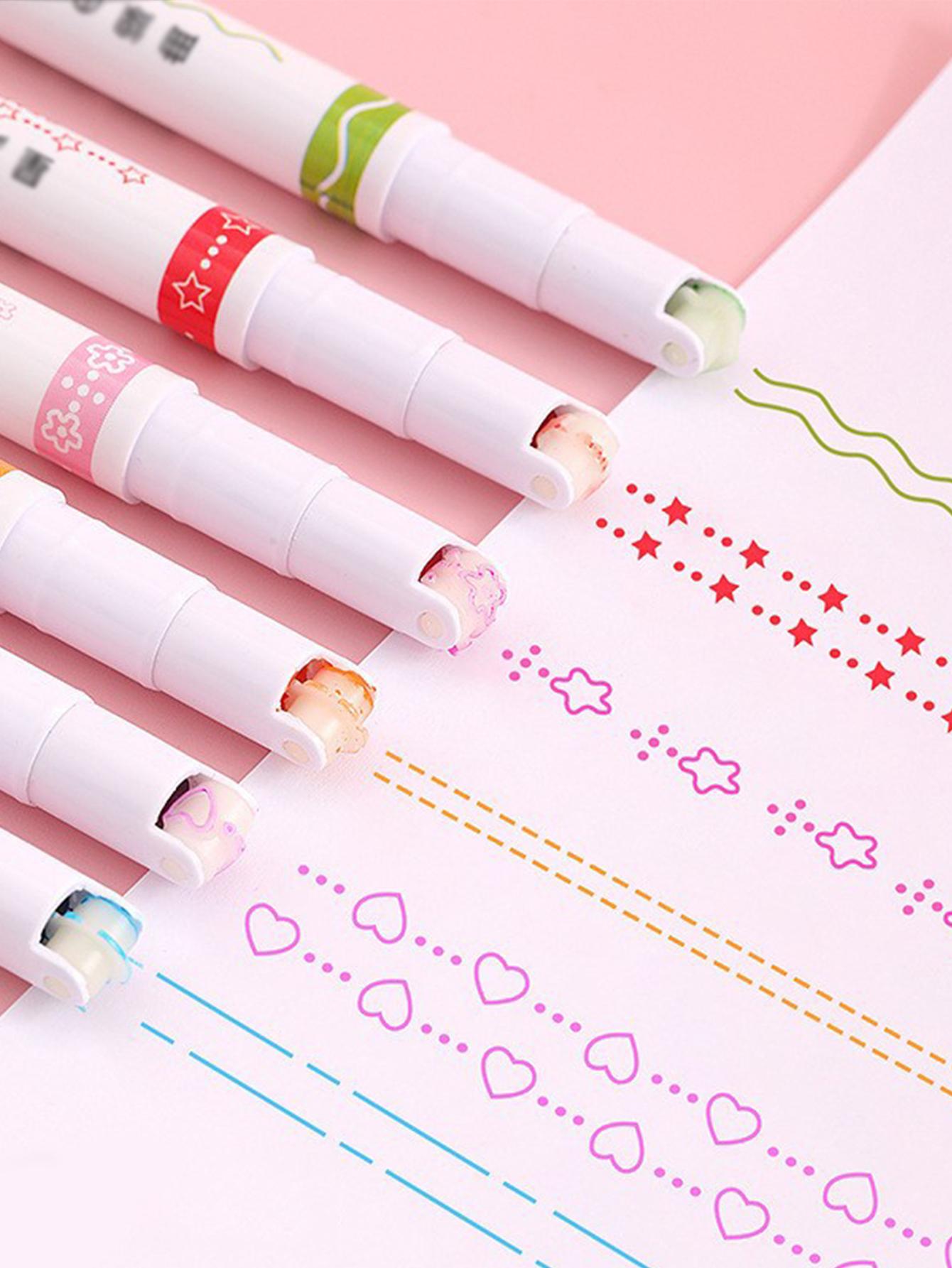 6pcs Mixed Pattern Design Highlighters