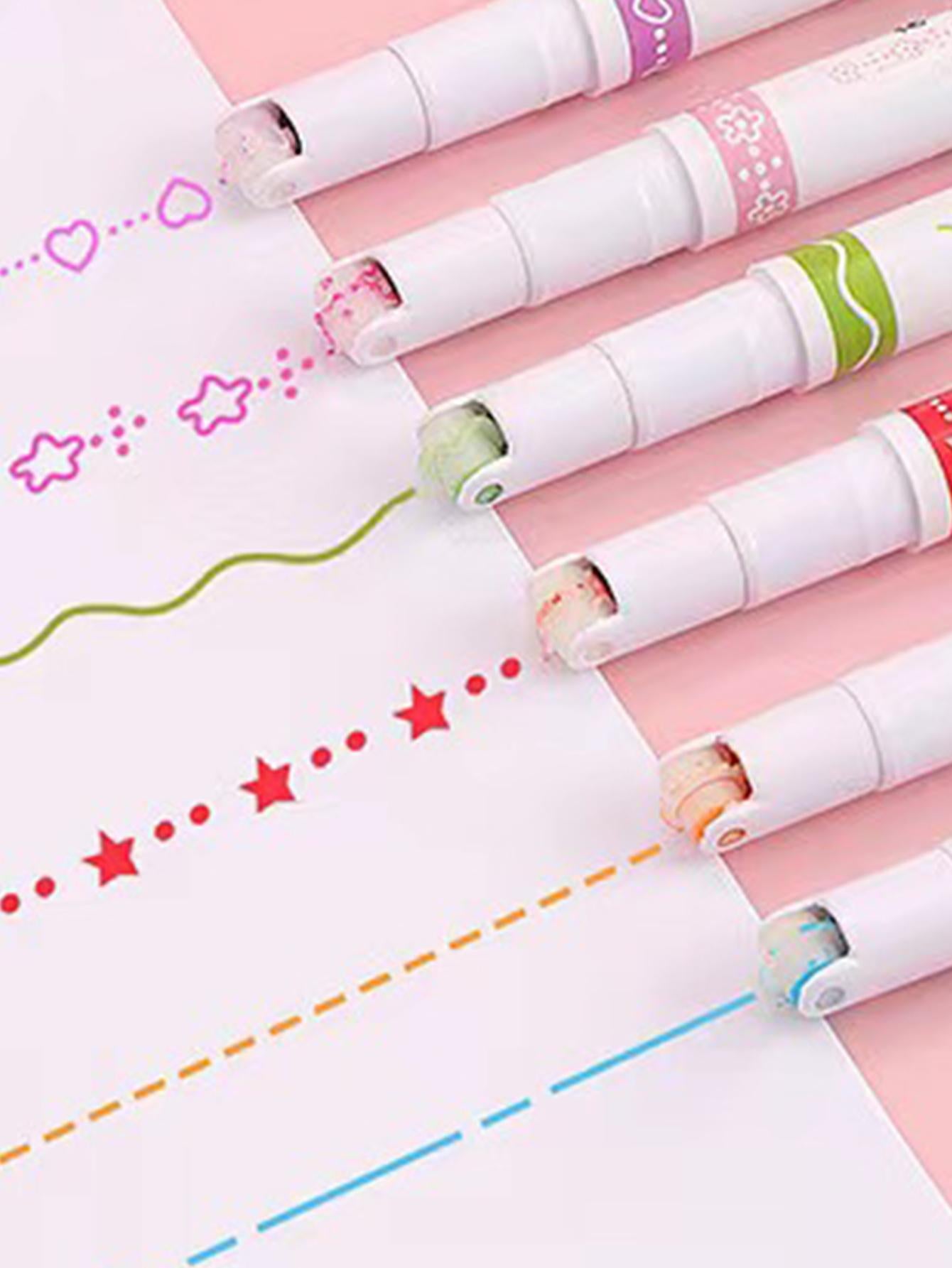 6pcs Mixed Pattern Design Highlighters