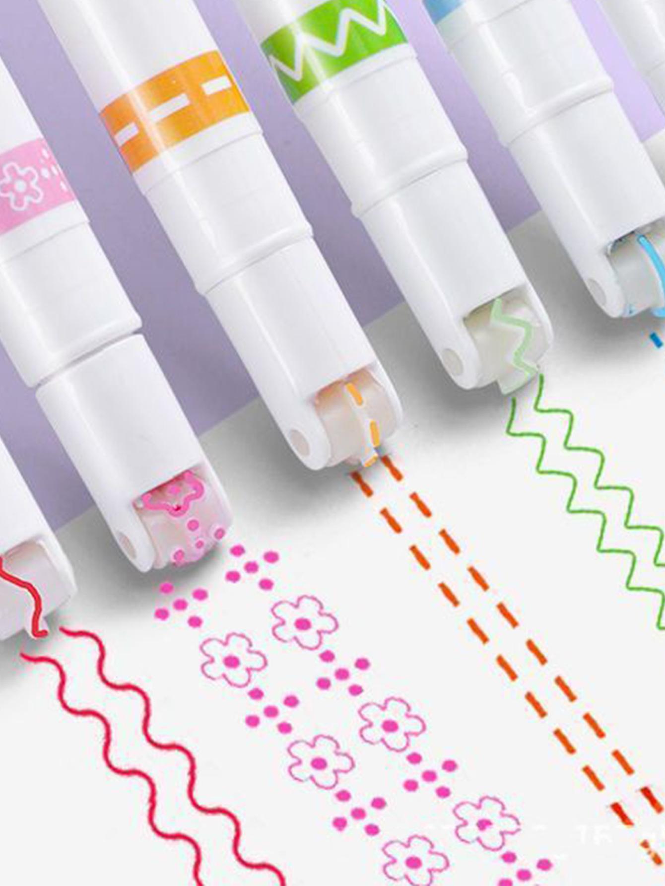 6pcs Mixed Pattern Design Highlighters