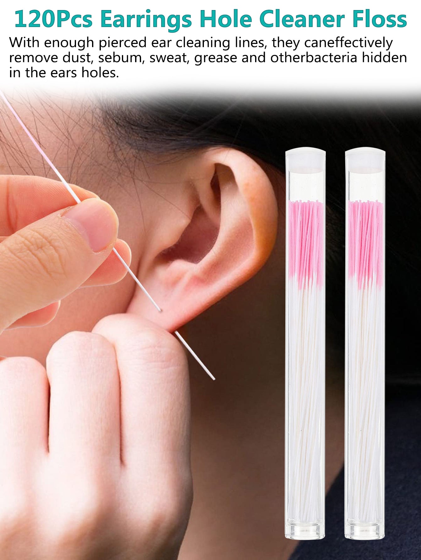 Ear Care Kit After Care 60pcs Ear Hole Cleaning Line Ear Piercing Cleaner Thread Ear Hole Cleaning With Storage Bag For Girls Women Men Ear Hole Anti-Block Cleaning, Living Room Home Bedroom Bathroom House Decor, Travel Stuff, Wedding, Party, Birthday, G