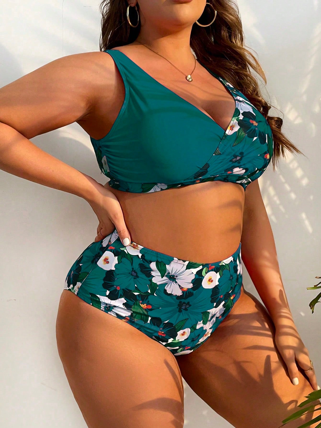 Swim Curve Summer Beach Plus Size Floral Print Bikini Set