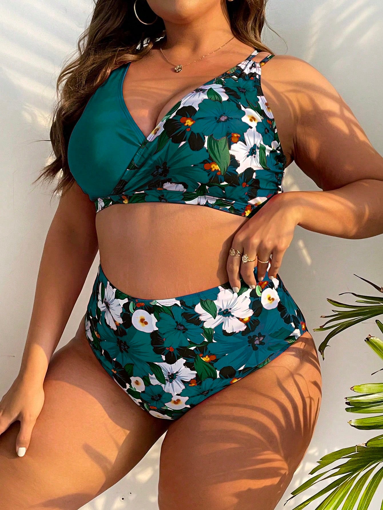 Swim Curve Summer Beach Plus Size Floral Print Bikini Set